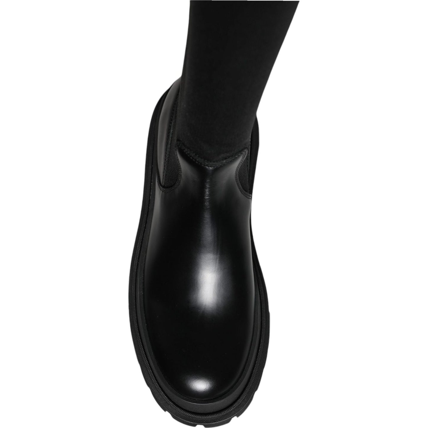 Dolce & Gabbana Black White Polyester Socks High Boots Shoes Dolce & Gabbana