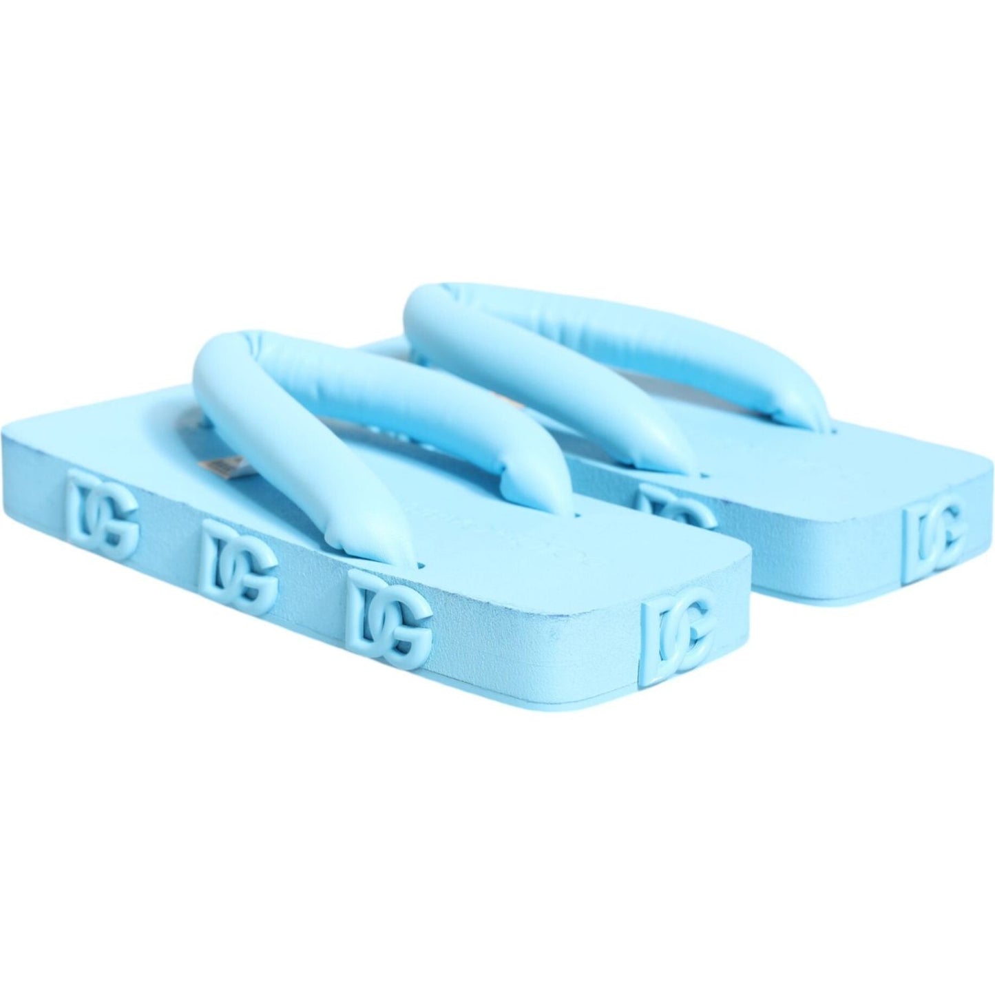 Dolce & Gabbana Light Blue Rubber Slides Flats Sandals Shoes Dolce & Gabbana