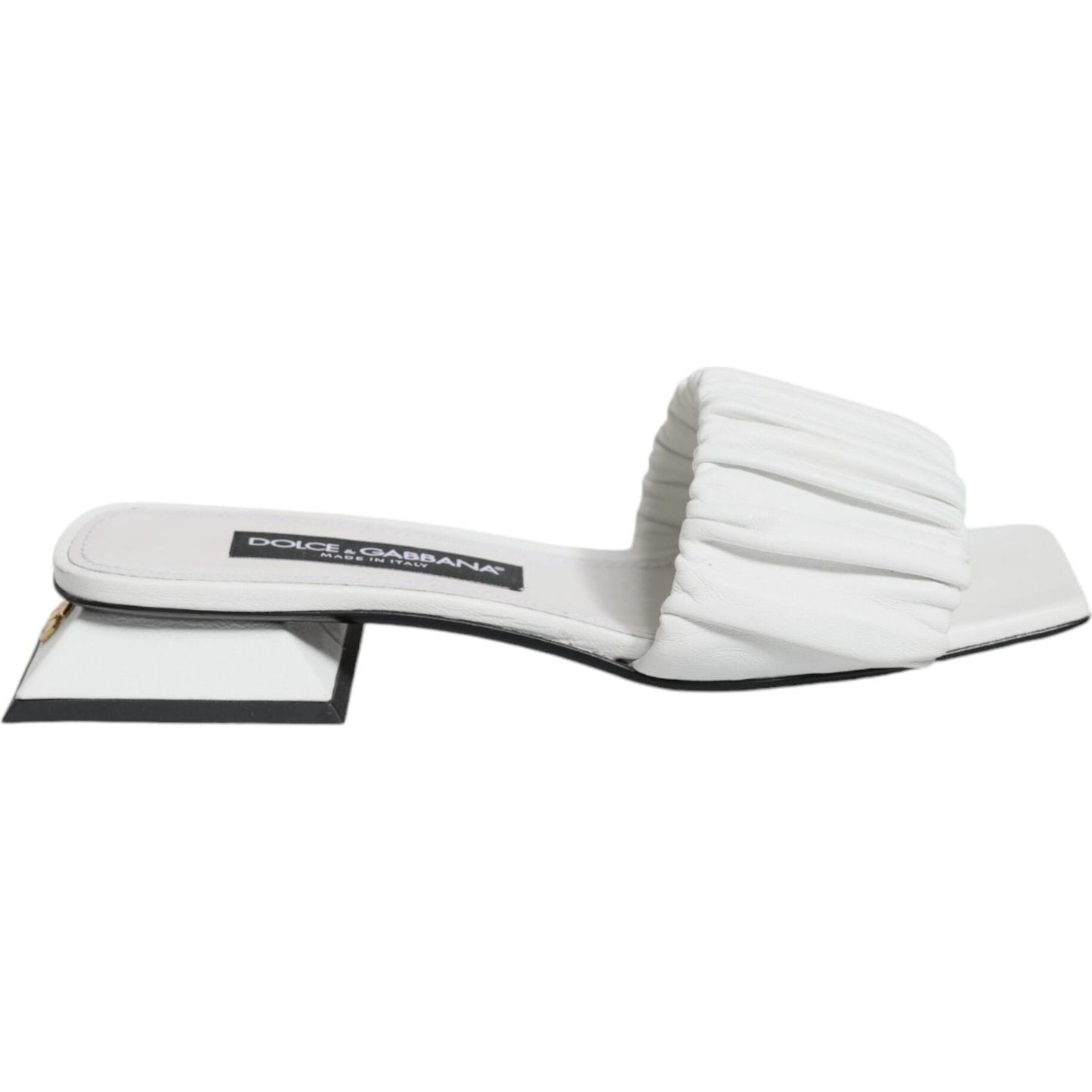 Dolce & Gabbana White Leather Slides Flats Sandals Shoes Dolce & Gabbana