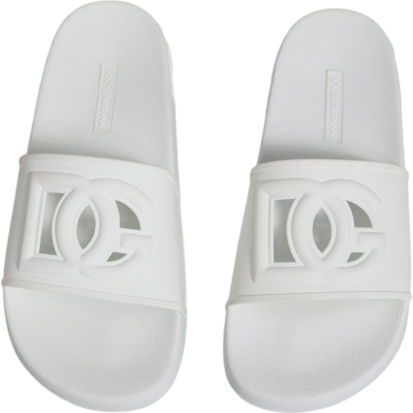 Dolce & Gabbana White Rubber Slides Sandals Beachwear Shoes Dolce & Gabbana