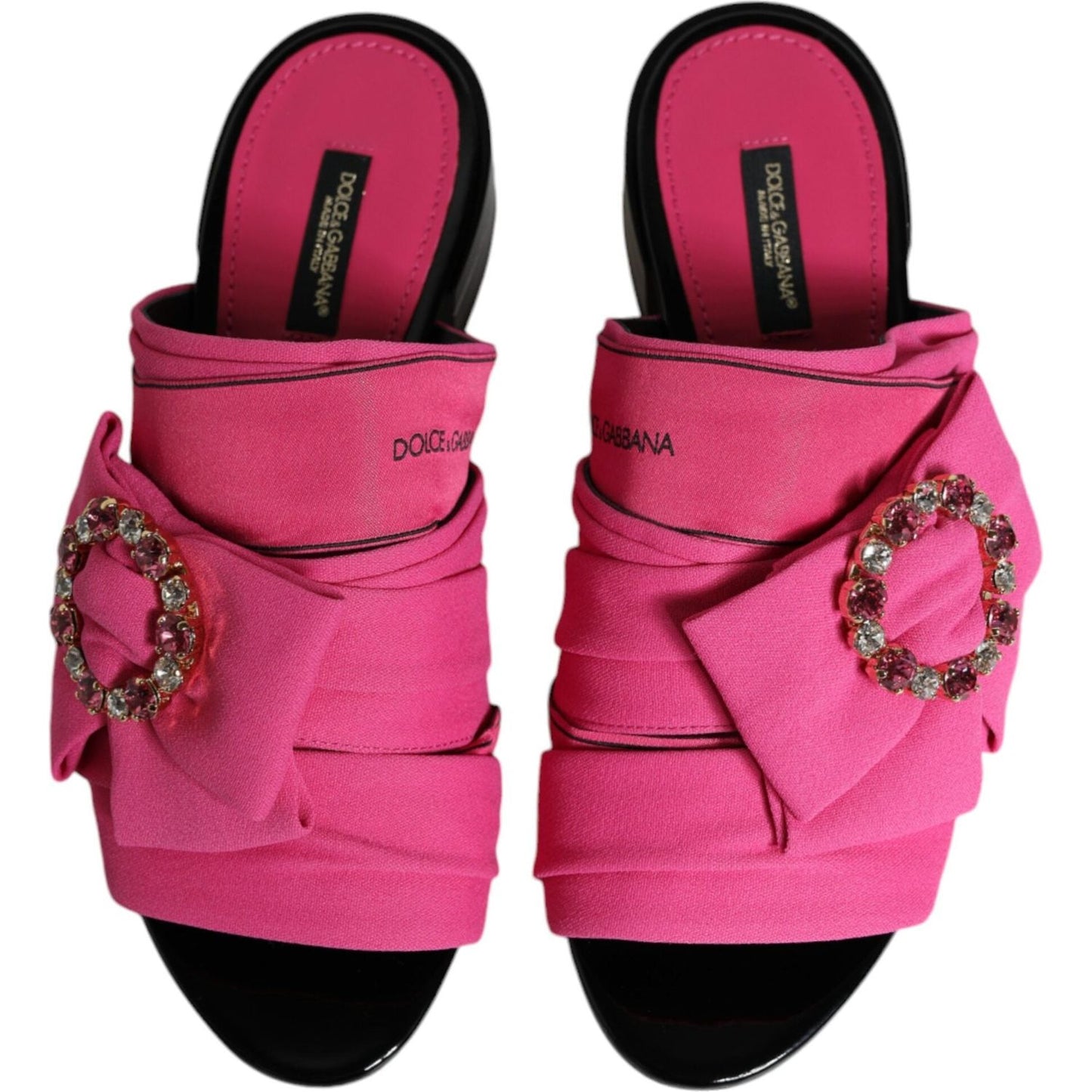 Dolce & Gabbana Pink Black Crystal Slides Sandals Shoes Dolce & Gabbana