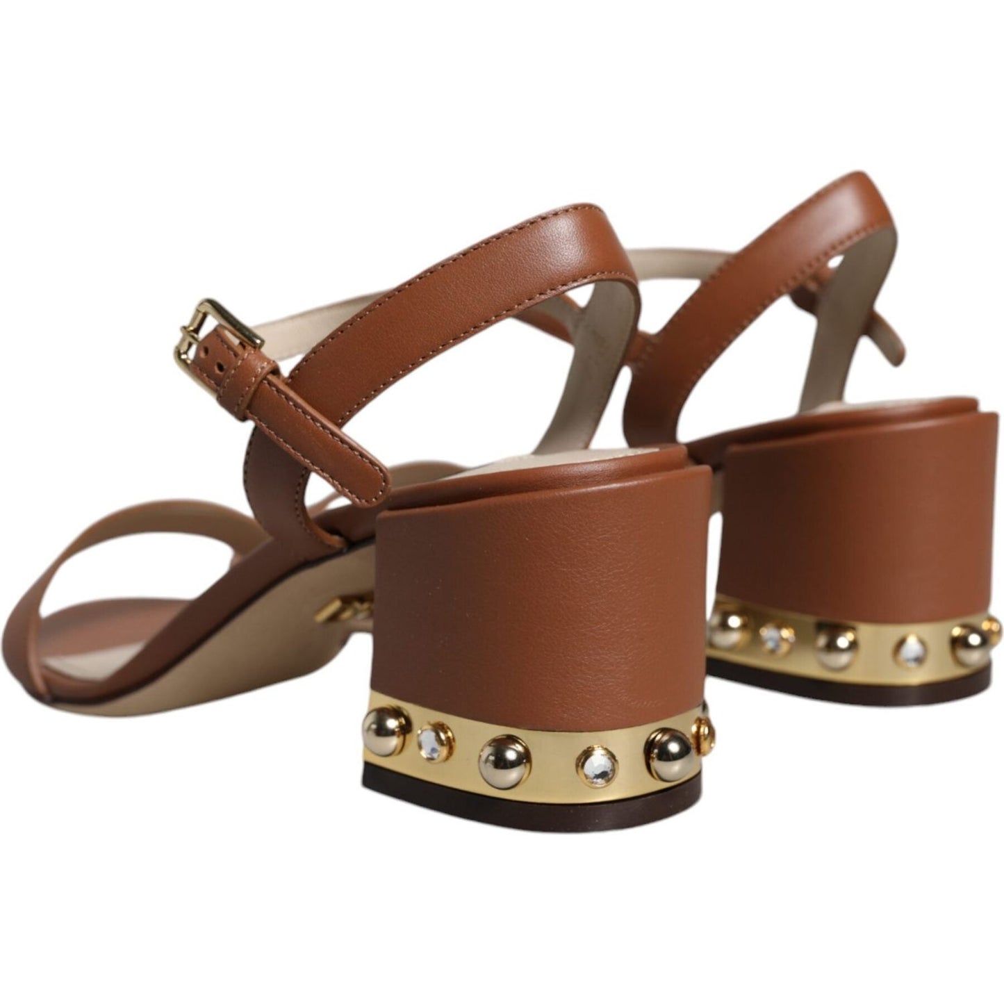 Dolce & Gabbana Brown Leather Ankle Strap Sandals Shoes Dolce & Gabbana