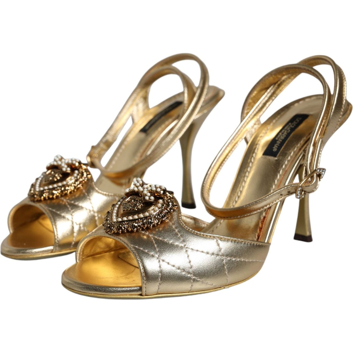 Dolce & Gabbana Gold Devotion Embellished Keira Sandals Shoes Dolce & Gabbana