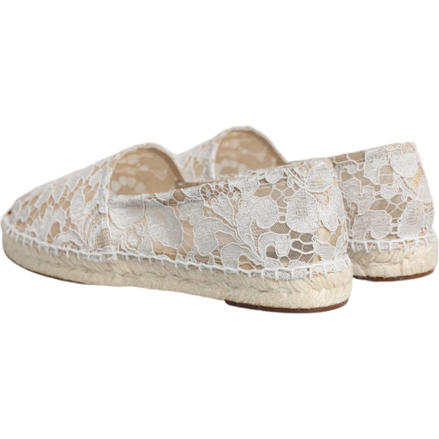 Dolce & Gabbana White Lace Viscose Espadrilles Flats Shoes Dolce & Gabbana