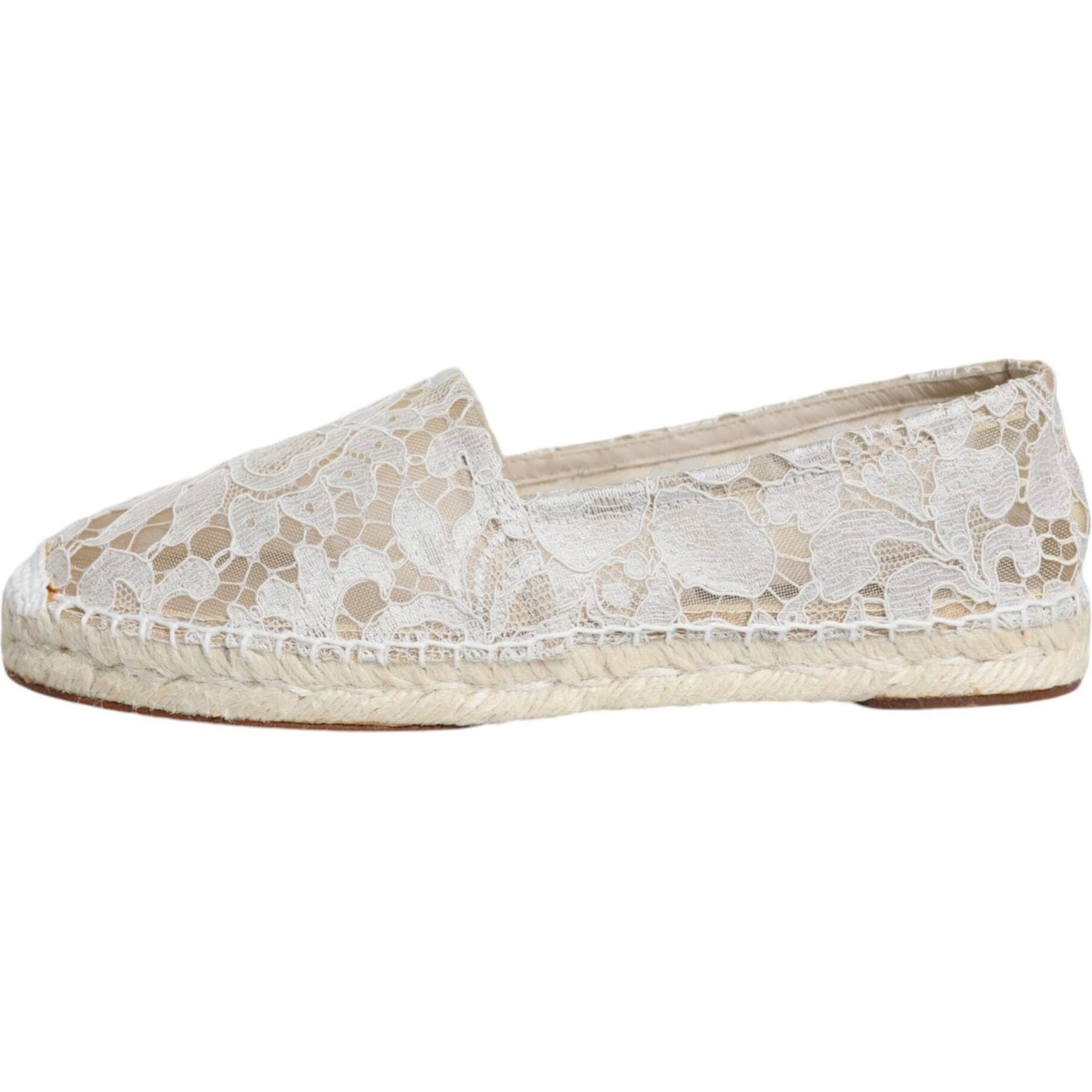 Dolce & Gabbana White Lace Viscose Espadrilles Flats Shoes Dolce & Gabbana