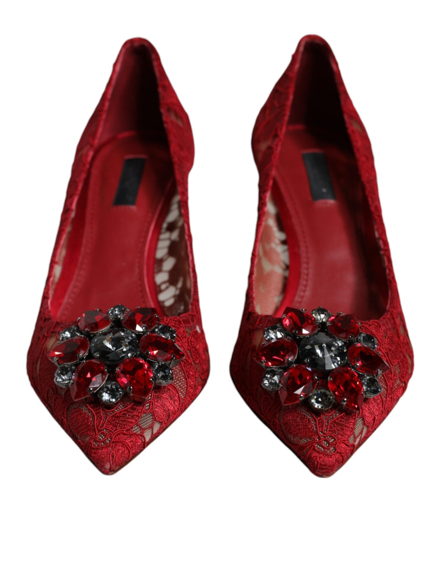 Dolce & Gabbana Red Taormina Lace Crystal Heels Pumps Shoes Dolce & Gabbana