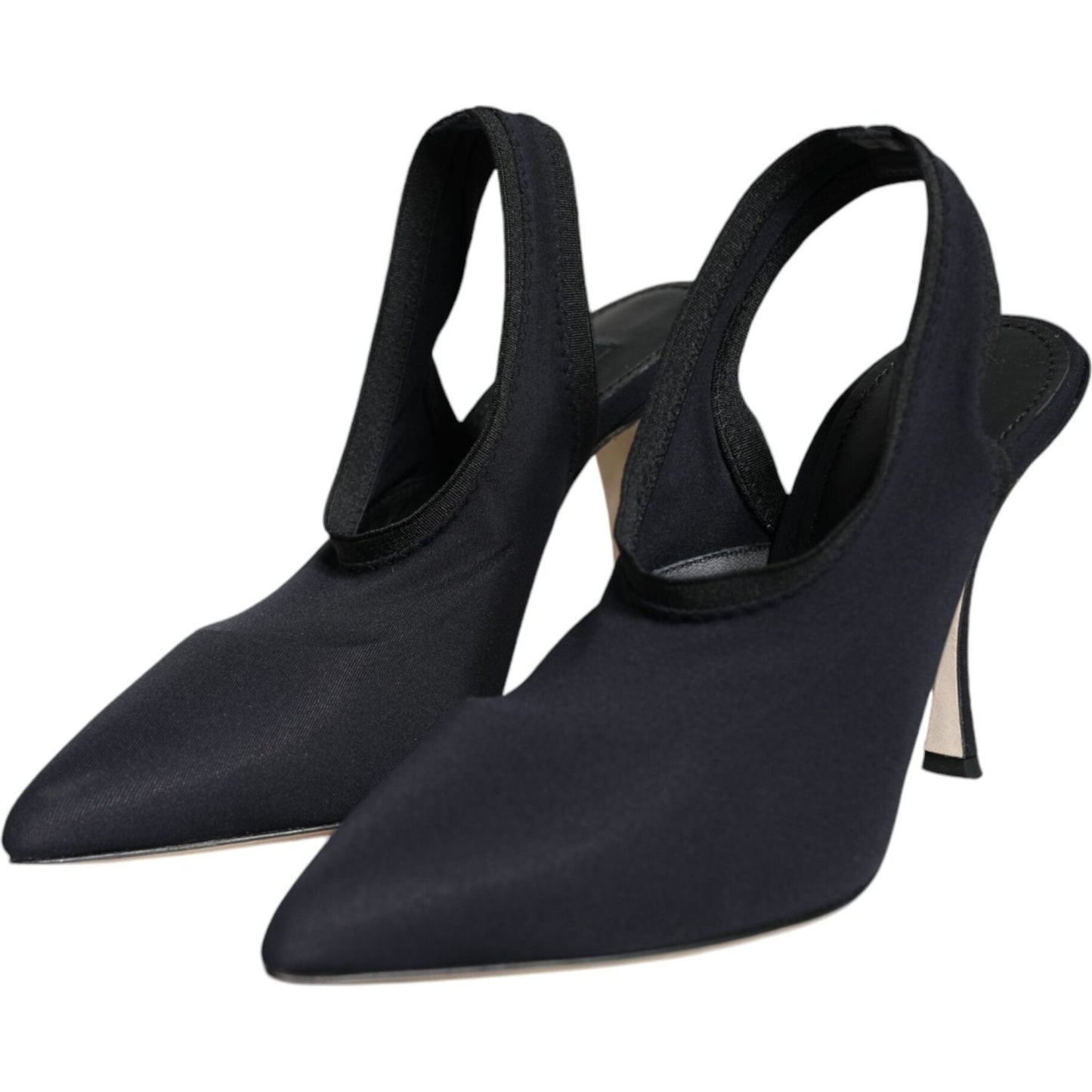 Dolce & Gabbana Black Jersey Stretch Heels Slingback Shoes Dolce & Gabbana