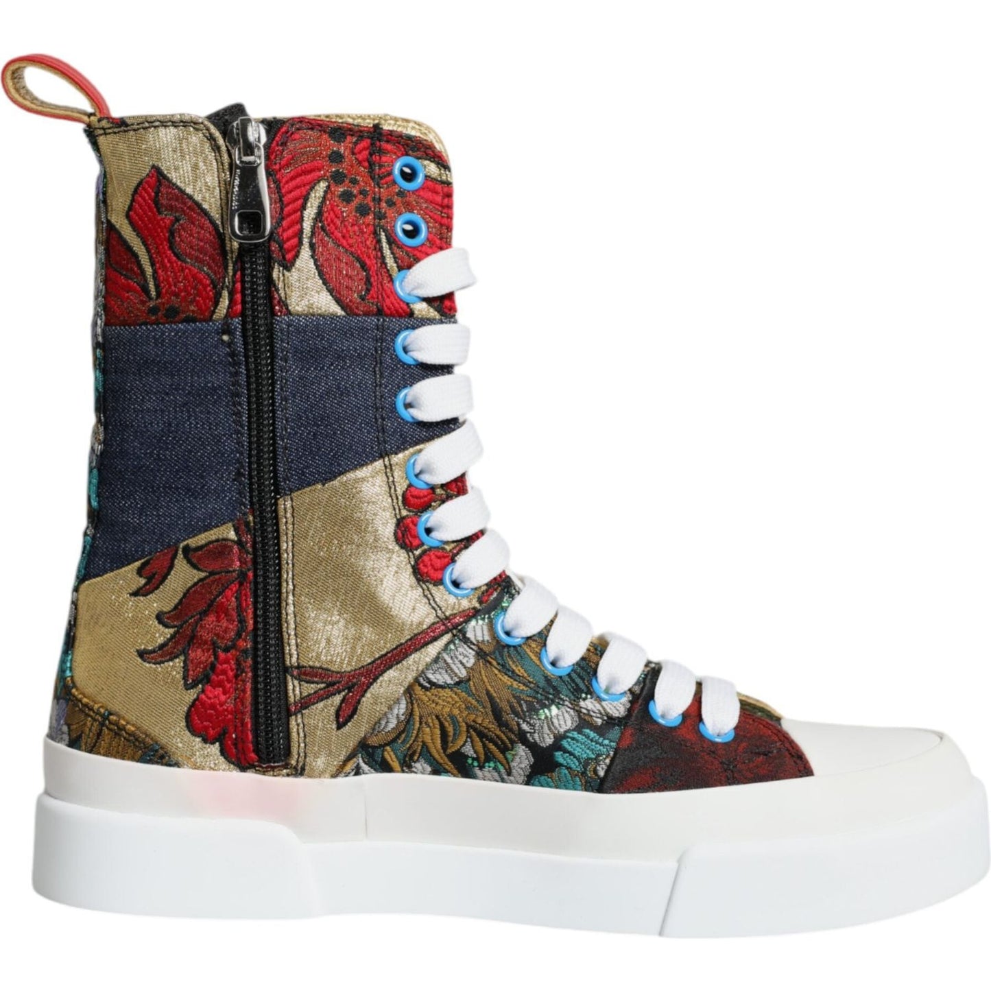 Dolce & Gabbana Multicolor Patchwork Logo High Top Sneakers Shoes Dolce & Gabbana