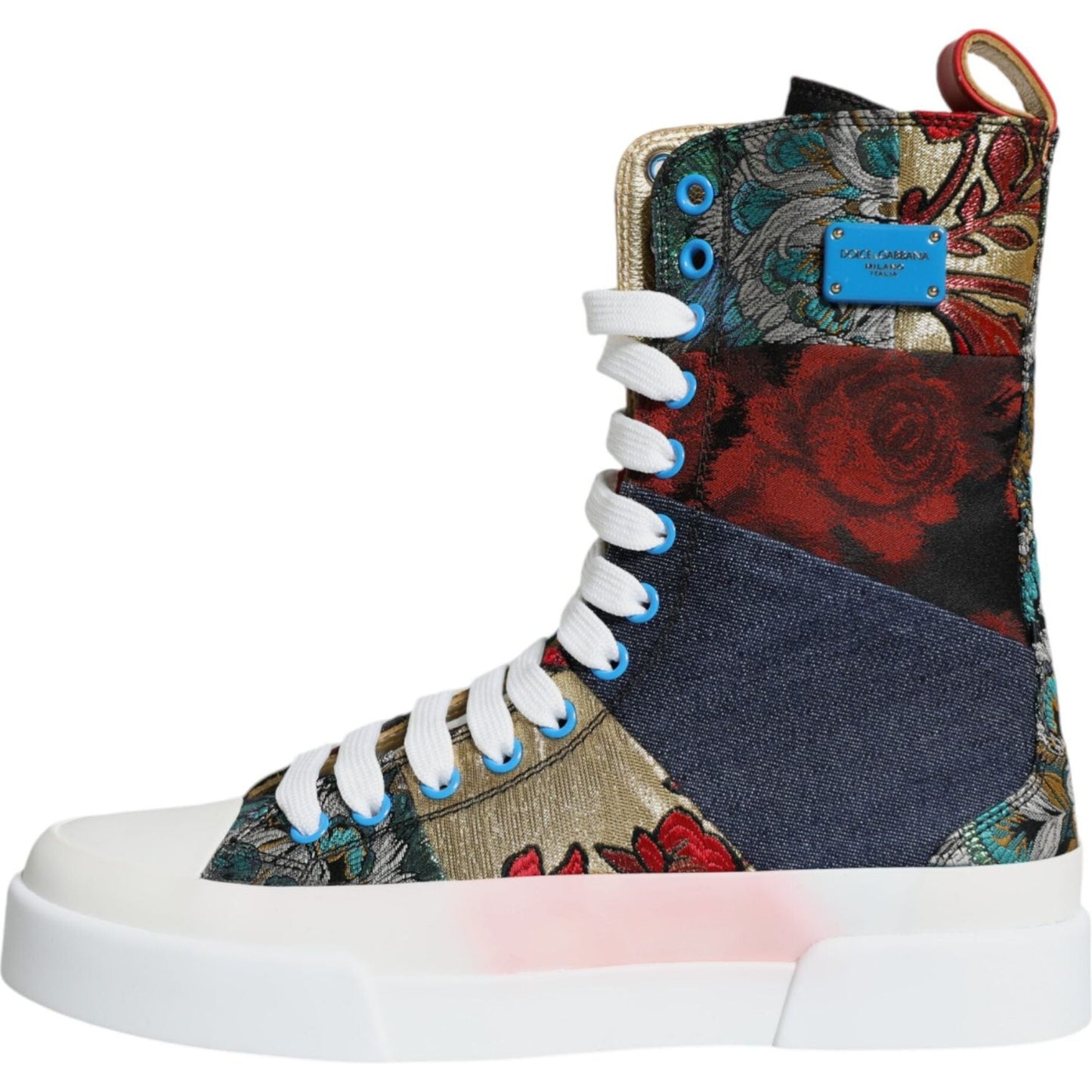 Dolce & Gabbana Multicolor Patchwork Logo High Top Sneakers Shoes Dolce & Gabbana