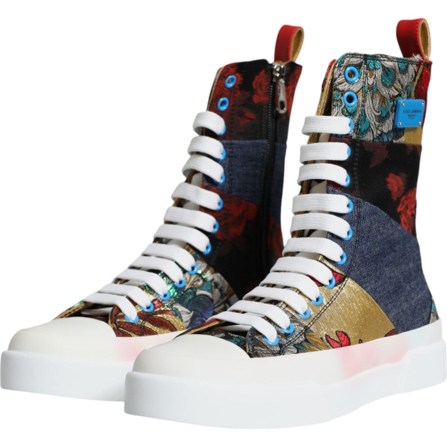 Dolce & Gabbana Multicolor Patchwork Logo High Top Sneakers Shoes Dolce & Gabbana