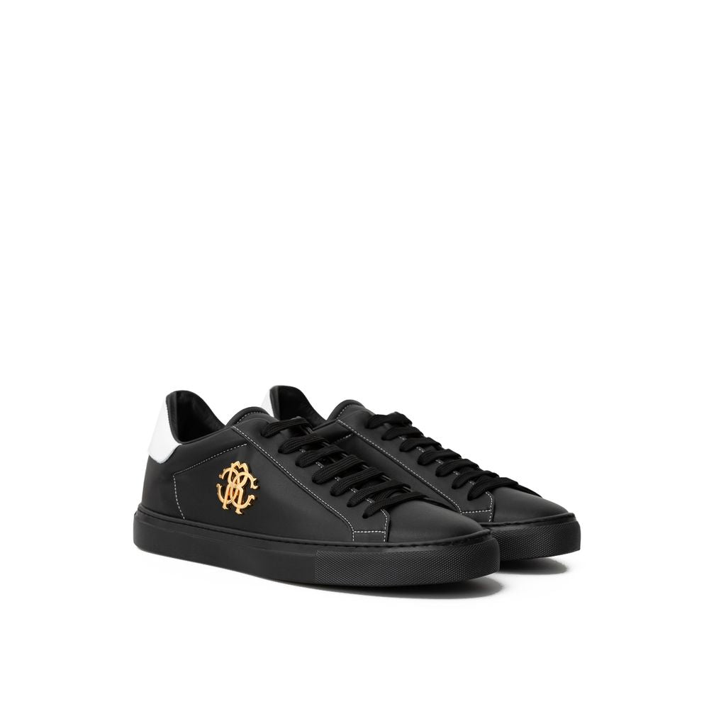 Roberto Cavalli Black Leather Sneaker Roberto Cavalli