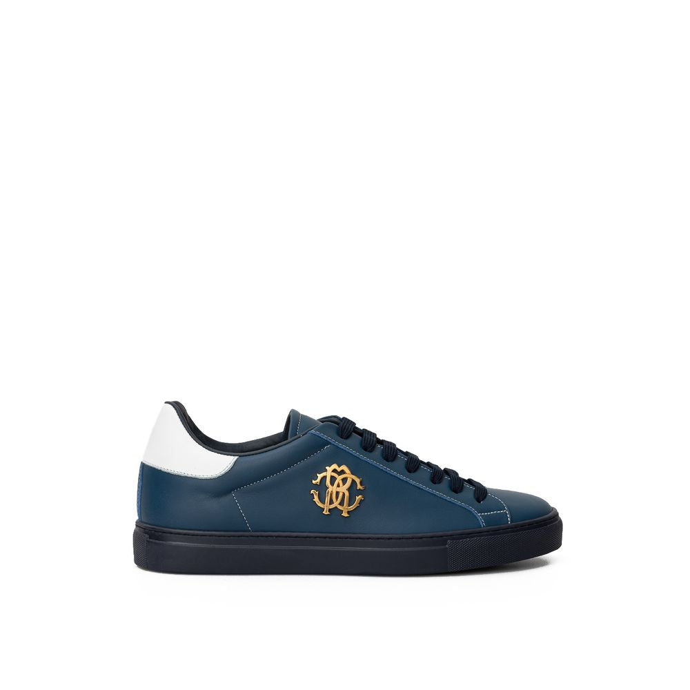 Roberto Cavalli Blue Leather Sneaker Roberto Cavalli