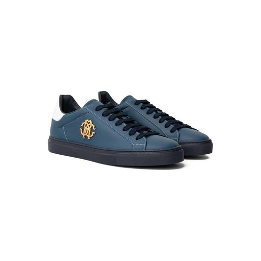 Roberto Cavalli Blue Leather Sneaker Roberto Cavalli