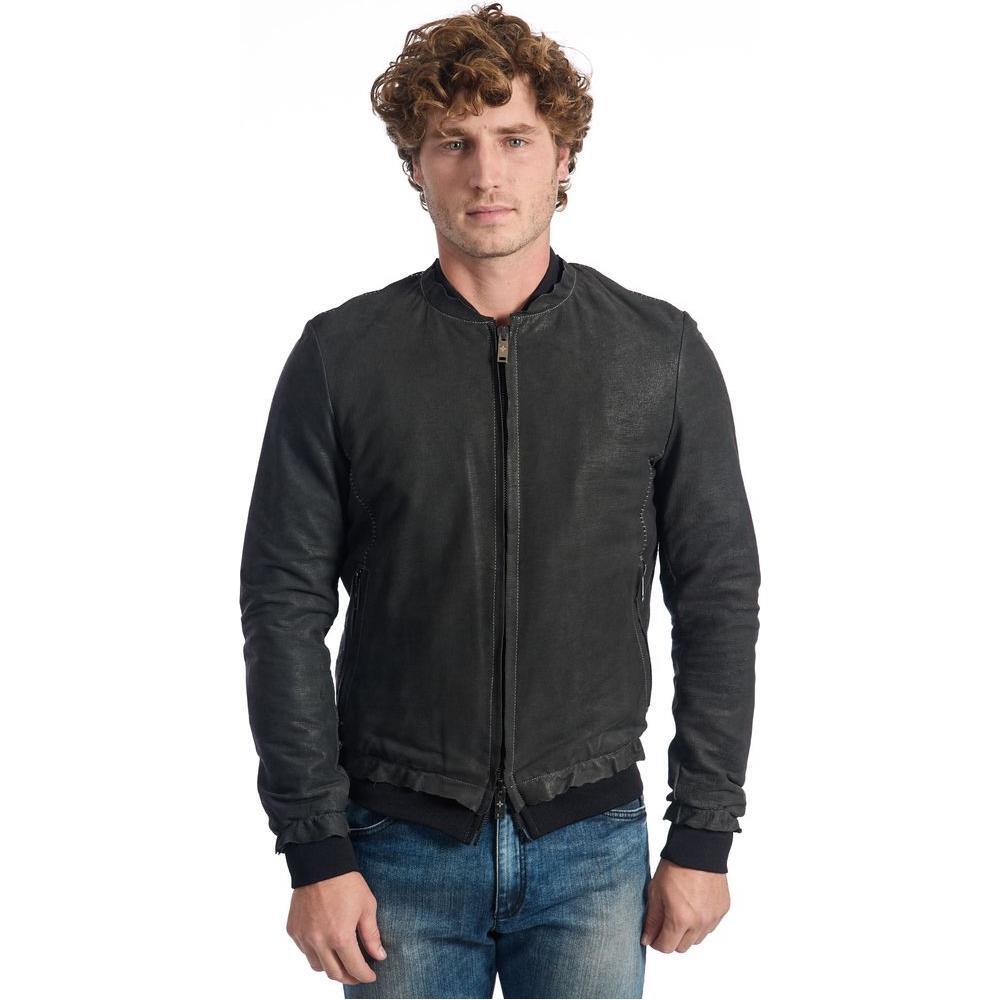 Roberto Pepe Luxury Gray Lambskin Men Jacket