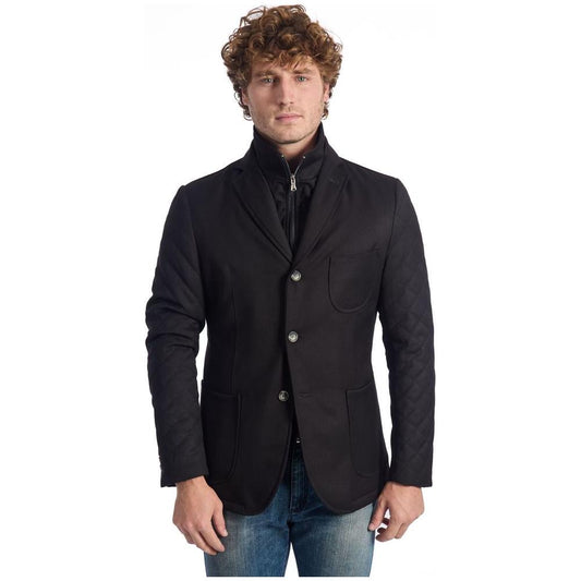 Roberto Pepe Luxury Black Viscose Jacket Roberto Pepe Luxury