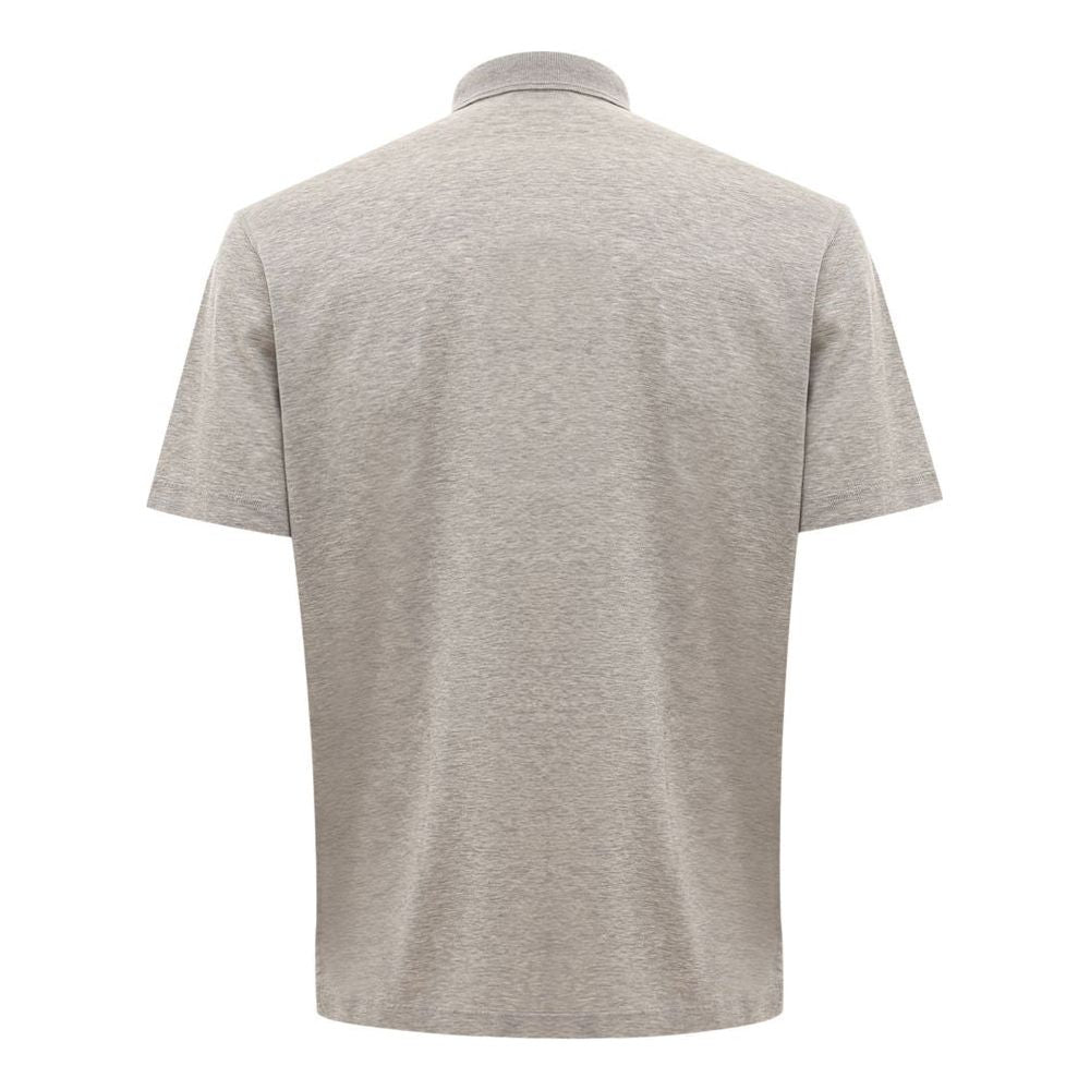 Corneliani Gray Cotton Polo Shirt Corneliani