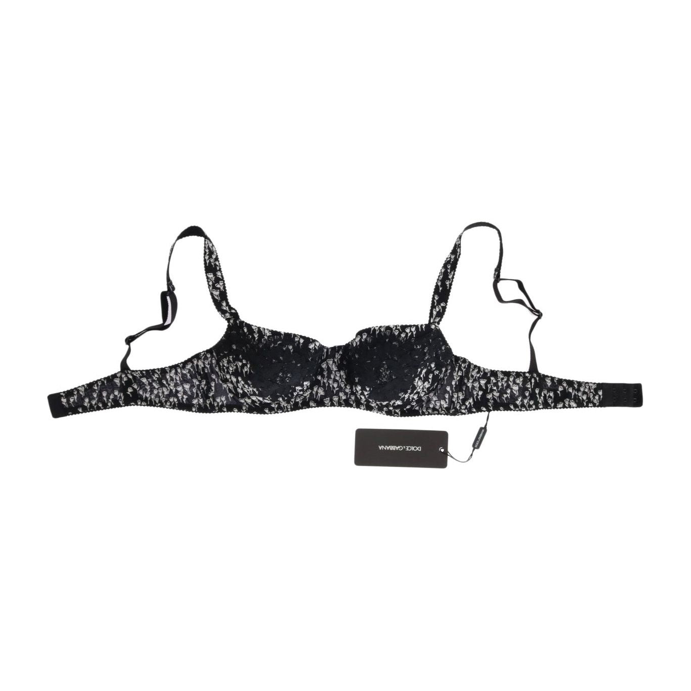 Dolce & Gabbana Elegant Black Floral Lace Silk Bra