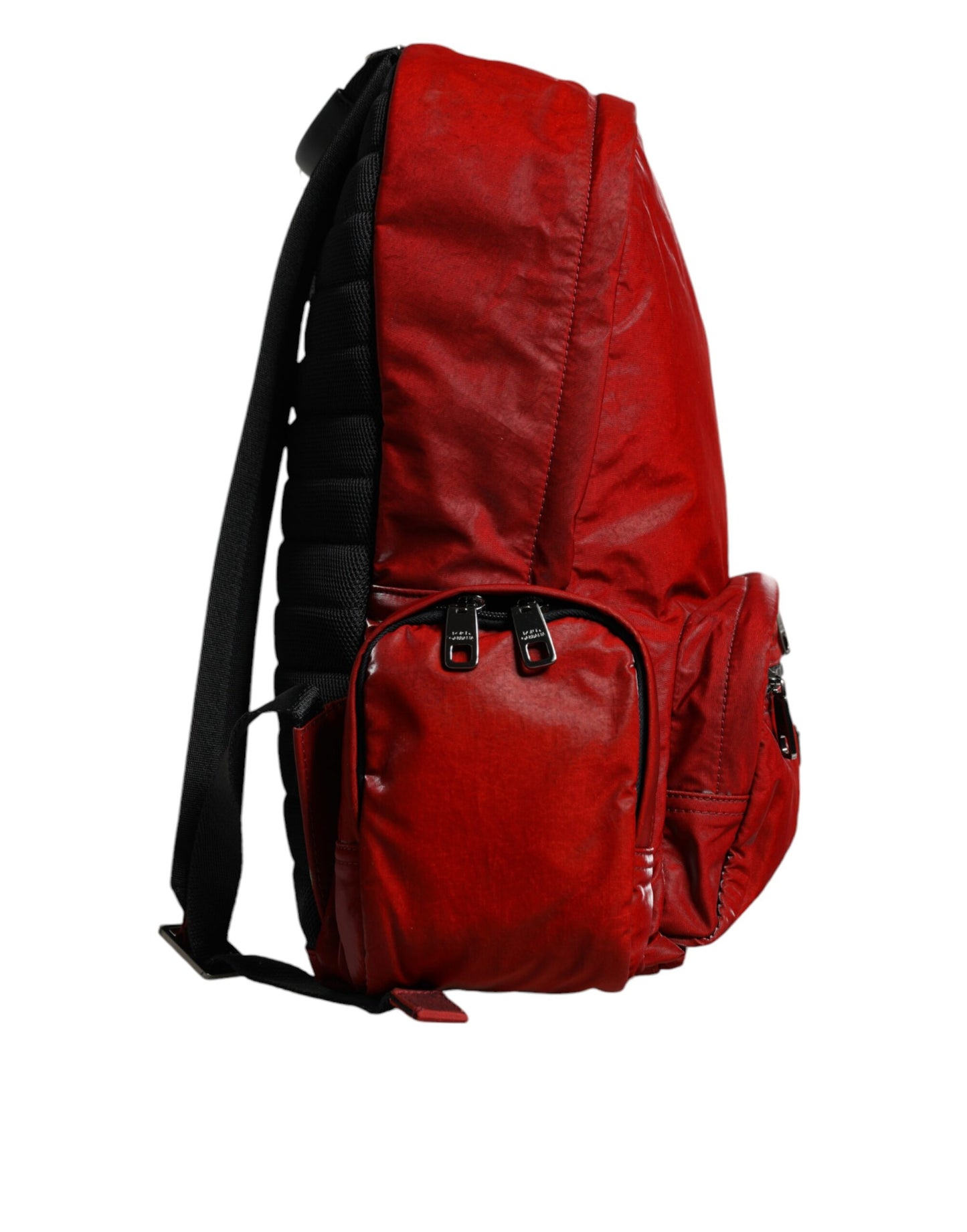 Dolce & Gabbana Red Patent Leather Logo Plaque Backpack Bag Dolce & Gabbana