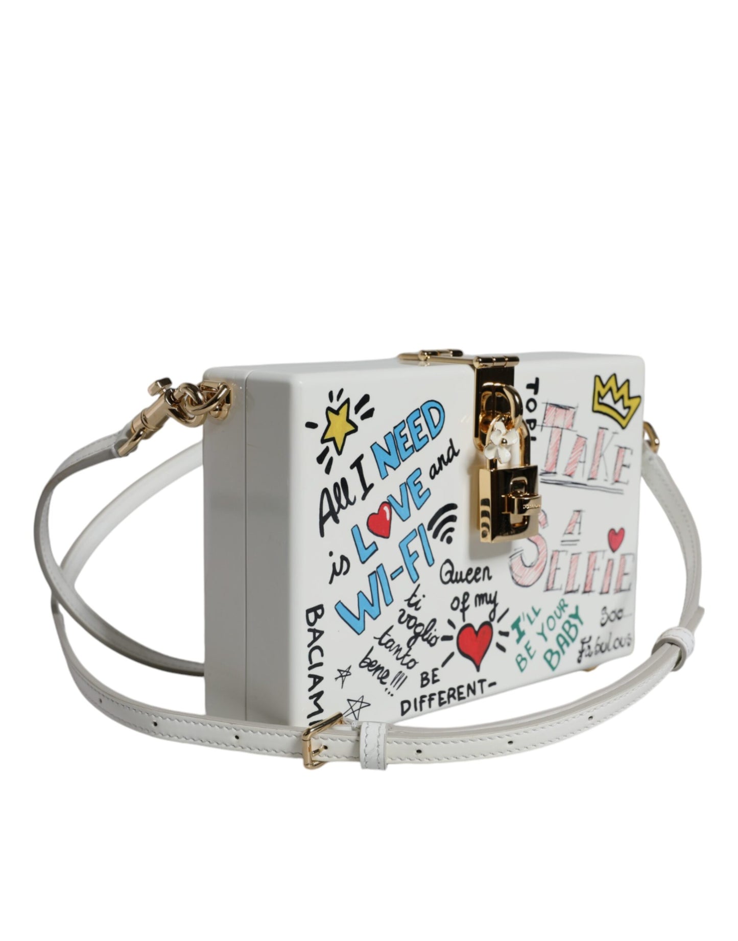 Dolce & Gabbana White Graffiti Print Clutch Crossbody Bag Dolce & Gabbana