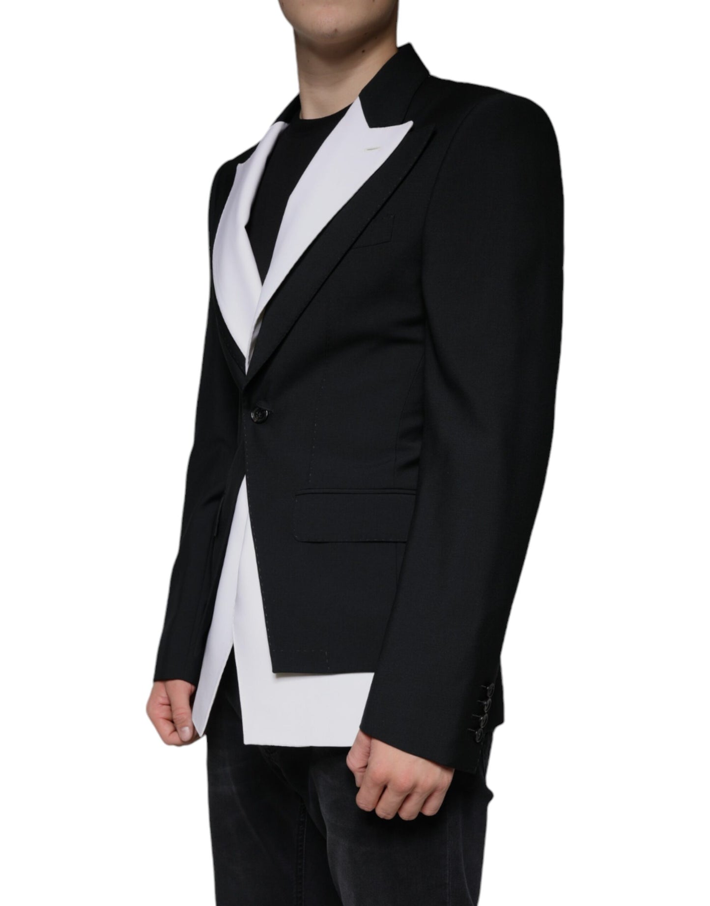 Dolce & Gabbana Black White Single Breasted Dress Blazer Dolce & Gabbana