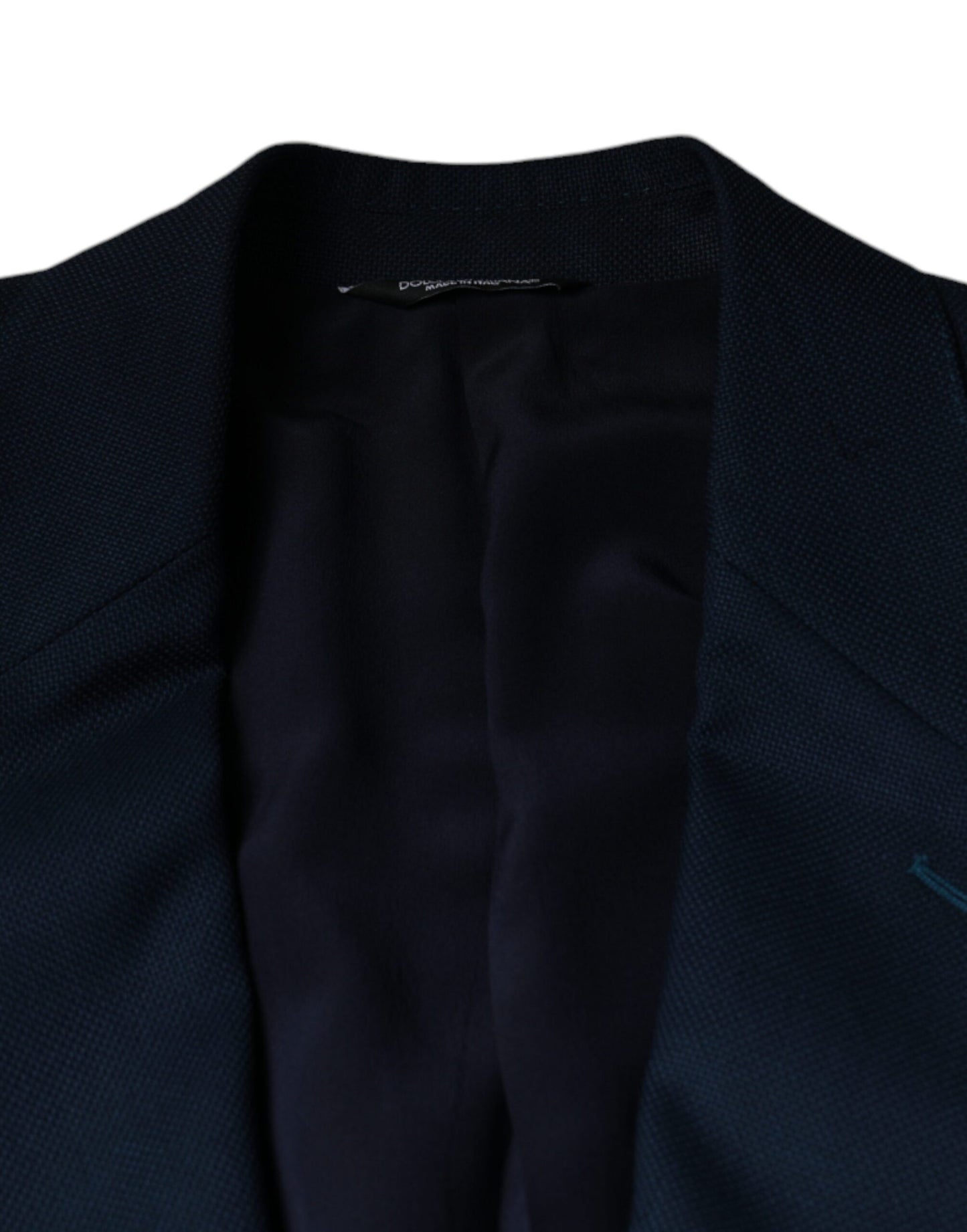 Dolce & Gabbana Blue Wool Logo Single Breasted Coat Blazer Dolce & Gabbana