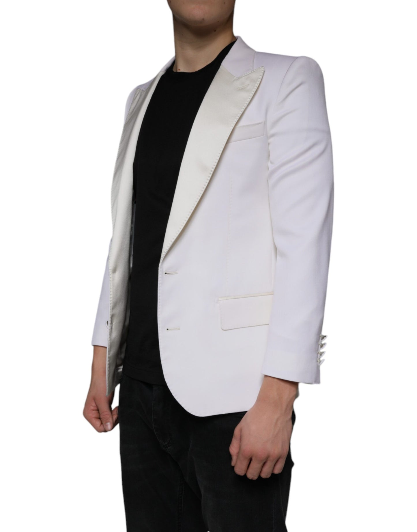 Dolce & Gabbana Off White Wool Single Breasted Dress Blazer Dolce & Gabbana