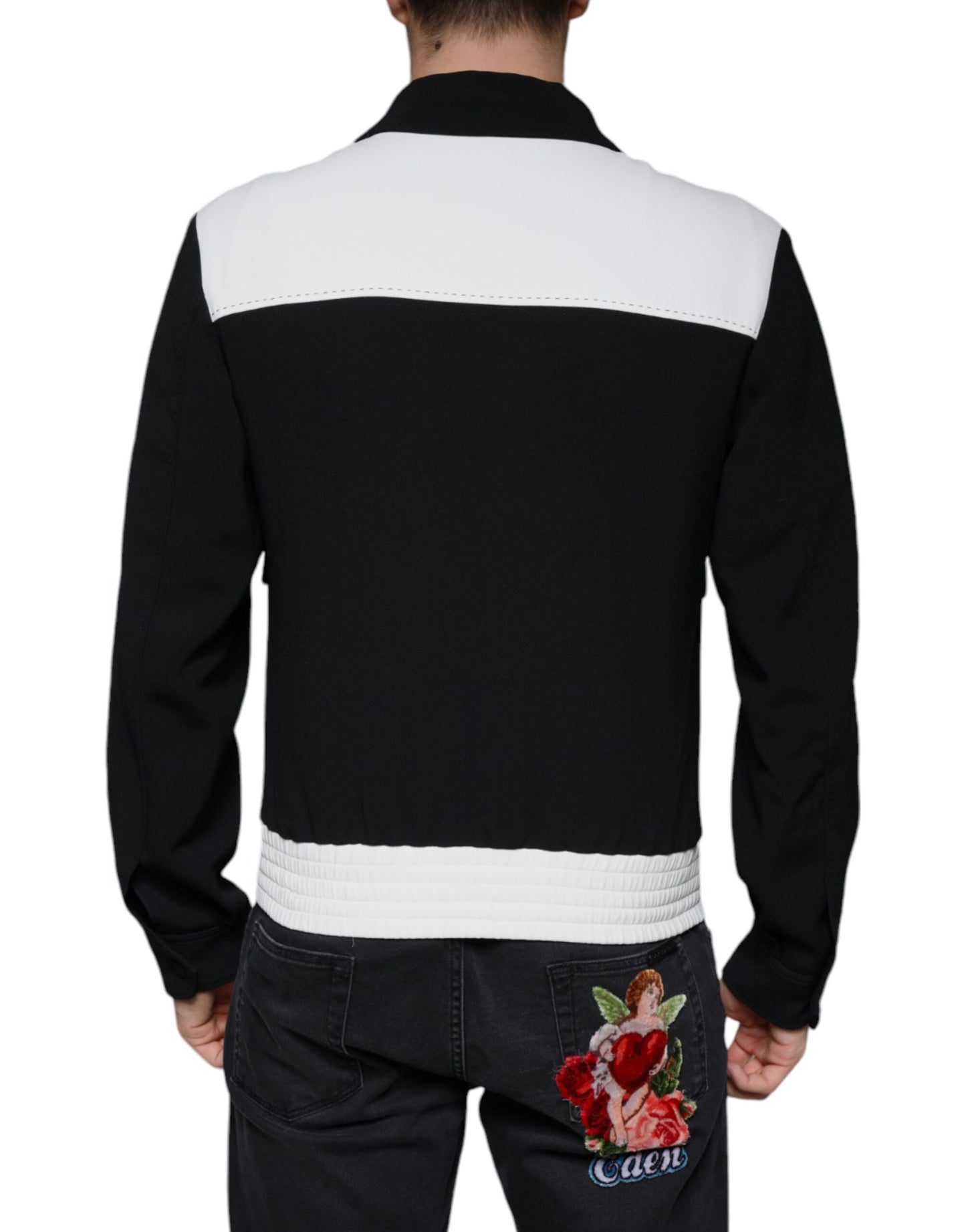 Dolce & Gabbana Black White DG Crown Full Zip Blouson Jacket Dolce & Gabbana