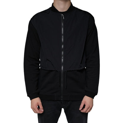 MSGM Black Cotton Full Zip Bomber Long Sleeves Jacket