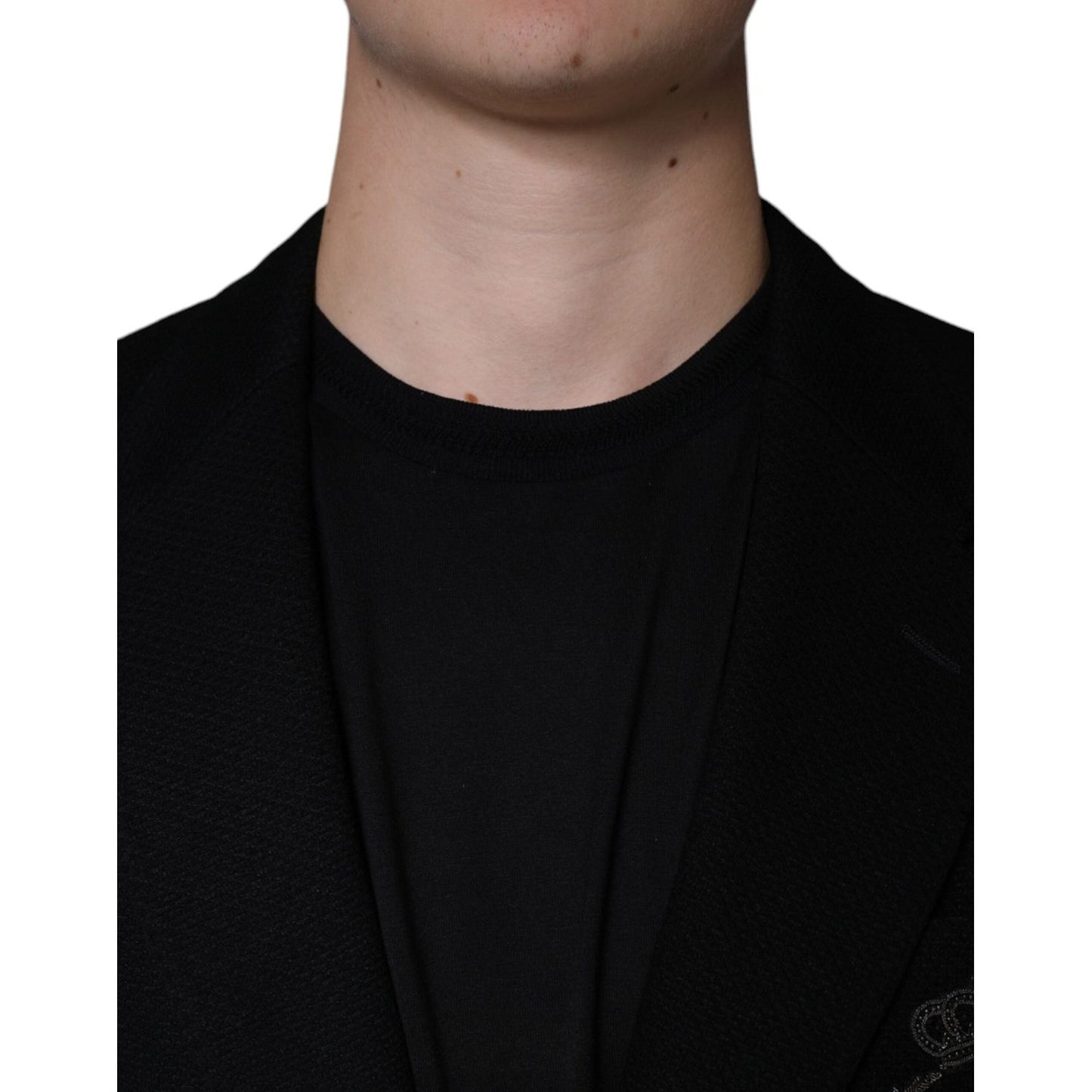 Dolce & Gabbana Black Crown Bee Single Breasted Coat Blazer Dolce & Gabbana