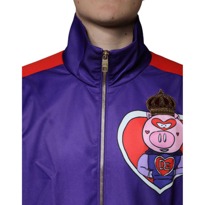 Dolce & Gabbana Purple YEAR OF THE PIG Full Zip Bomber Jacket