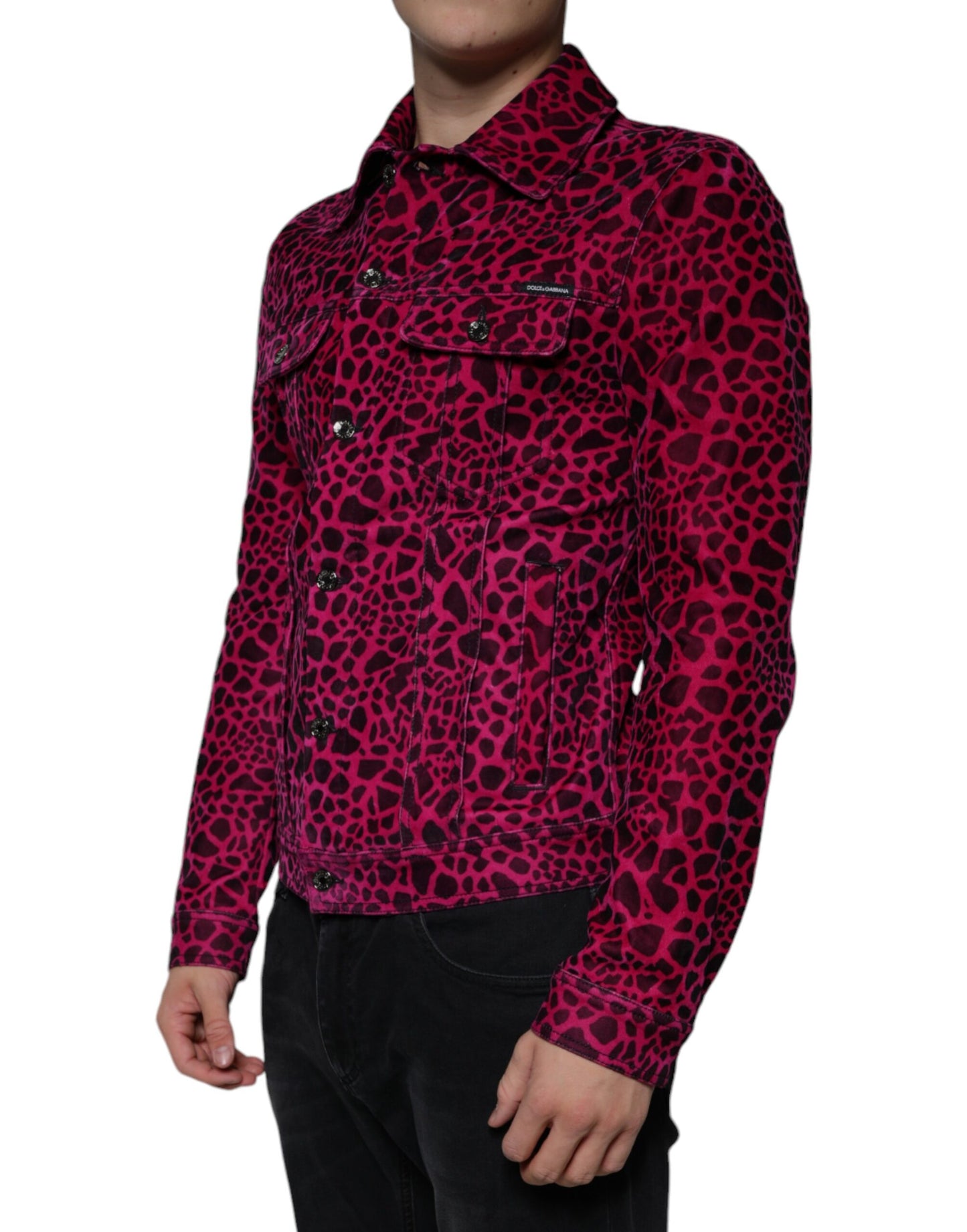 Dolce & Gabbana Fuchsia Leopard Button Down Collared Jacket Dolce & Gabbana