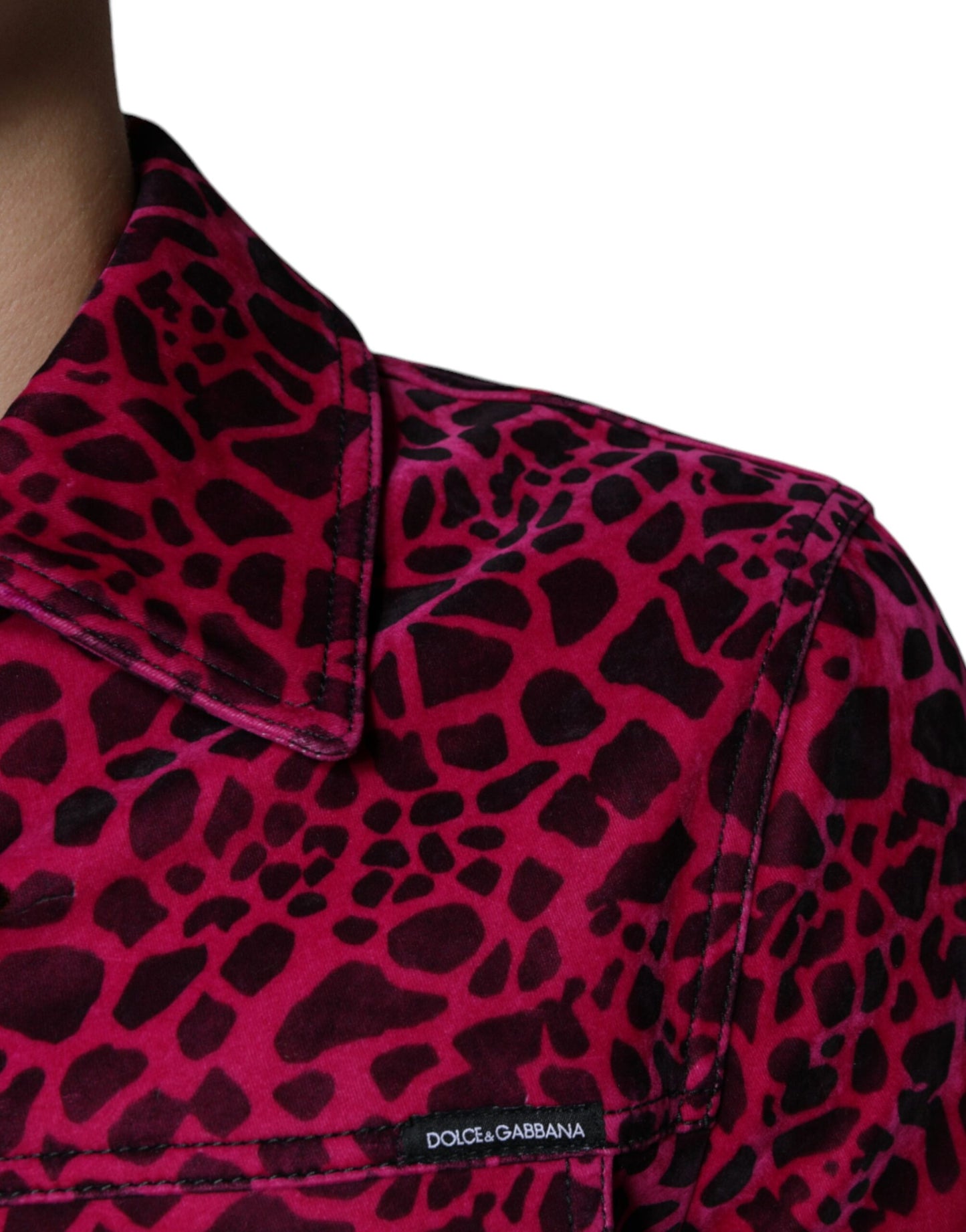 Dolce & Gabbana Fuchsia Leopard Button Down Collared Jacket Dolce & Gabbana