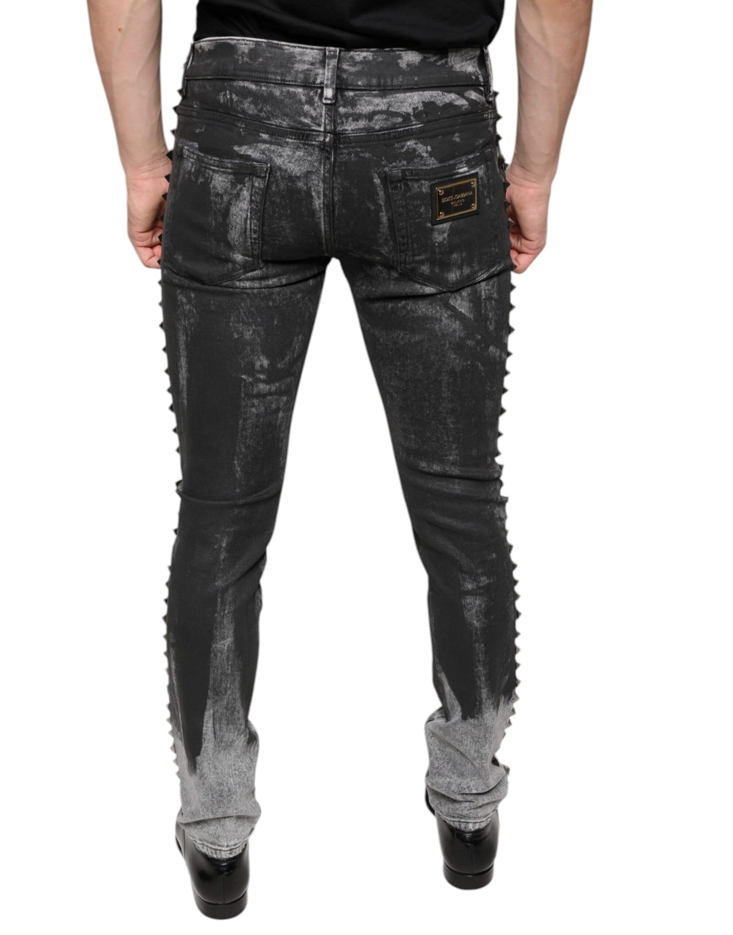 Dolce & Gabbana Black Embellished Cotton Skinny Denim Jeans Dolce & Gabbana