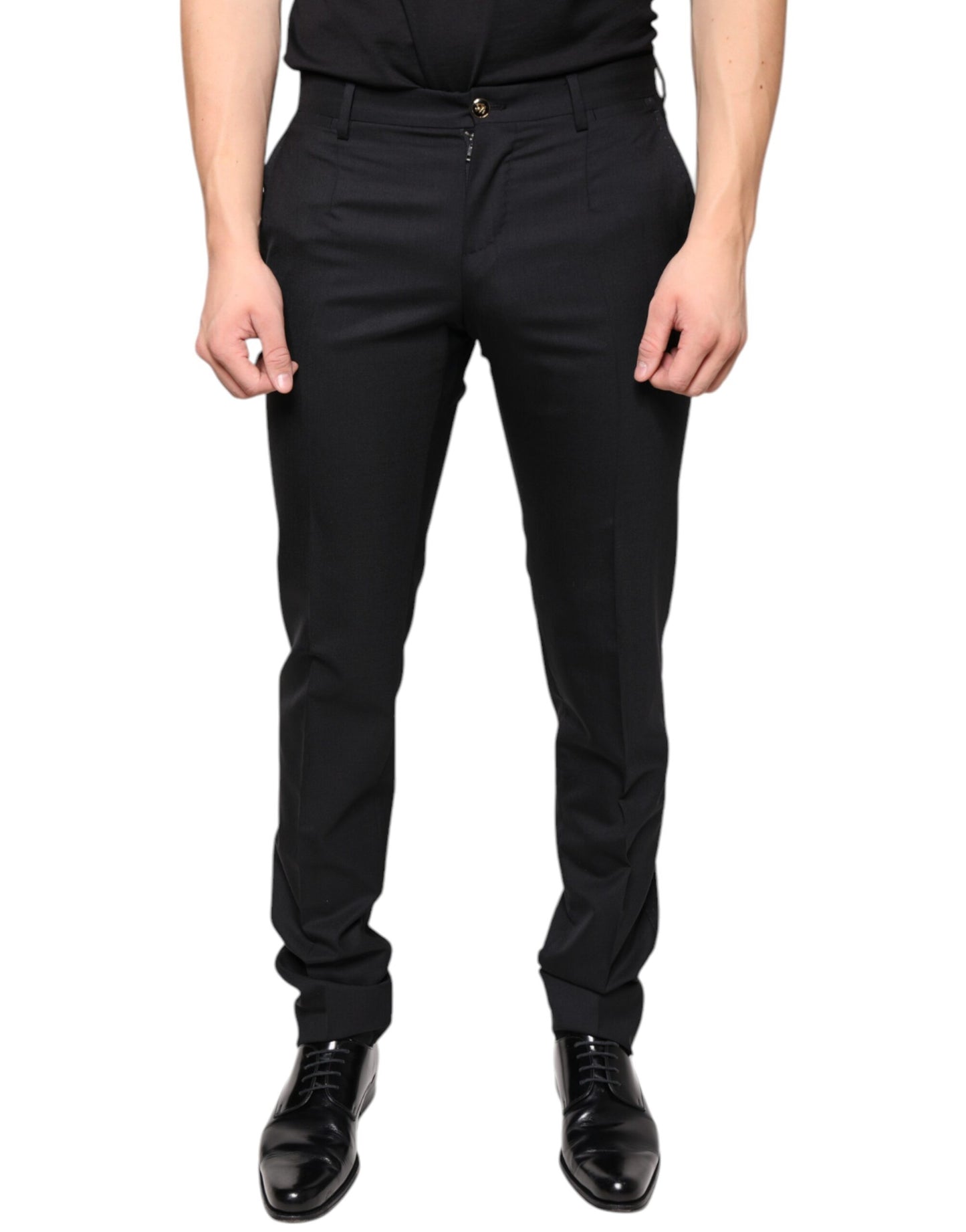 Dolce & Gabbana Black Wool Skinny Men Dress Pants Dolce & Gabbana