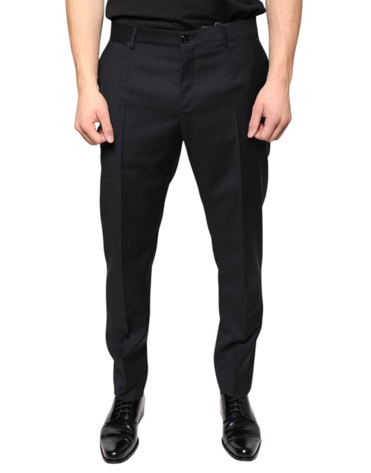 Dolce & Gabbana Black Wool Skinny Men Dress Pants