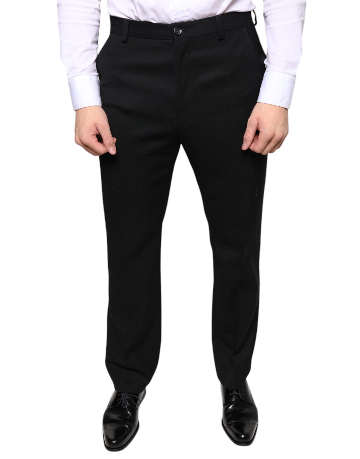 Dolce & Gabbana Black Wool Skinny Men Dress Pants Dolce & Gabbana