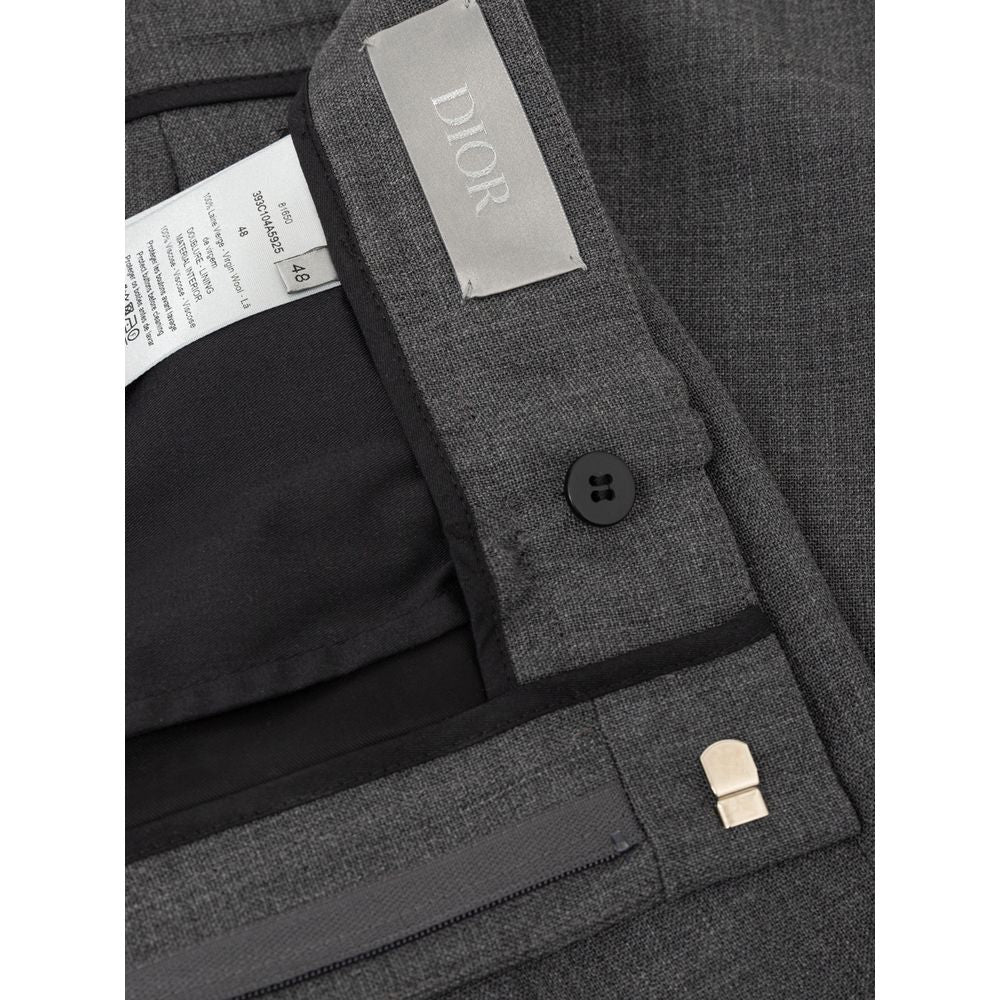 Dior Gray Wool Vergine Men Trousers Dior