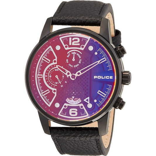 Police Black Leather Watch