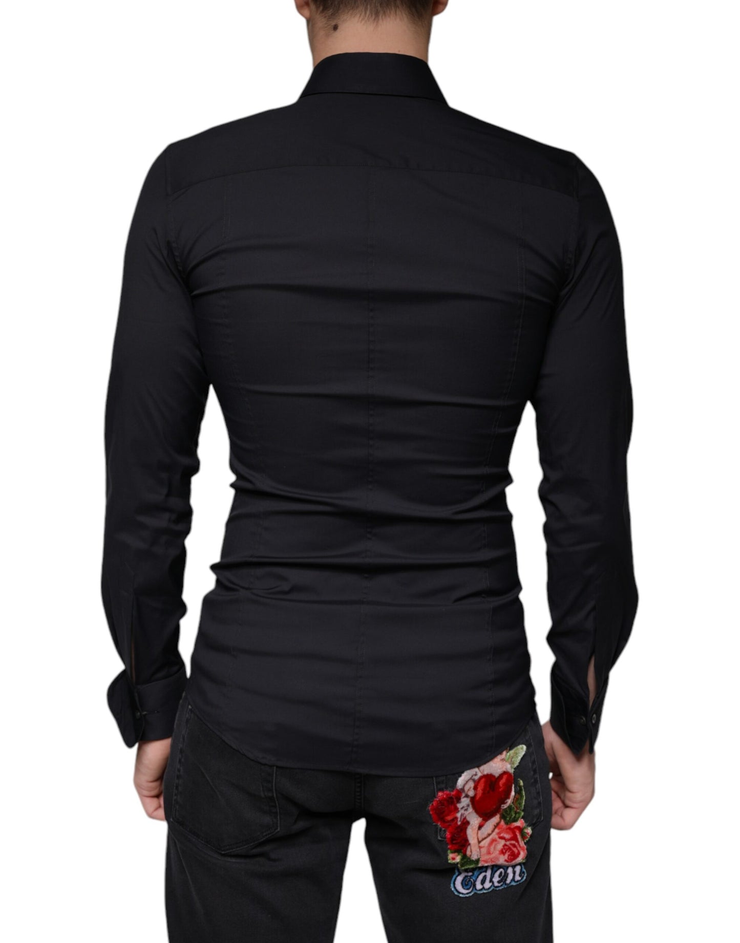 Dolce & Gabbana Black Logo Embroidered SICILIA Dress Shirt Dolce & Gabbana