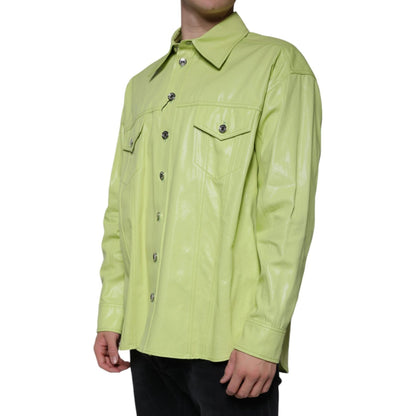 Dolce & Gabbana Green Cotton Collared Men Button Down Shirt