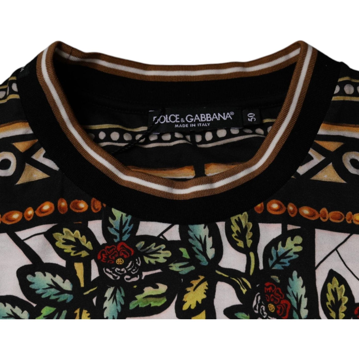 Dolce & Gabbana Multicolor Napoleon Print Cotton T-shirt