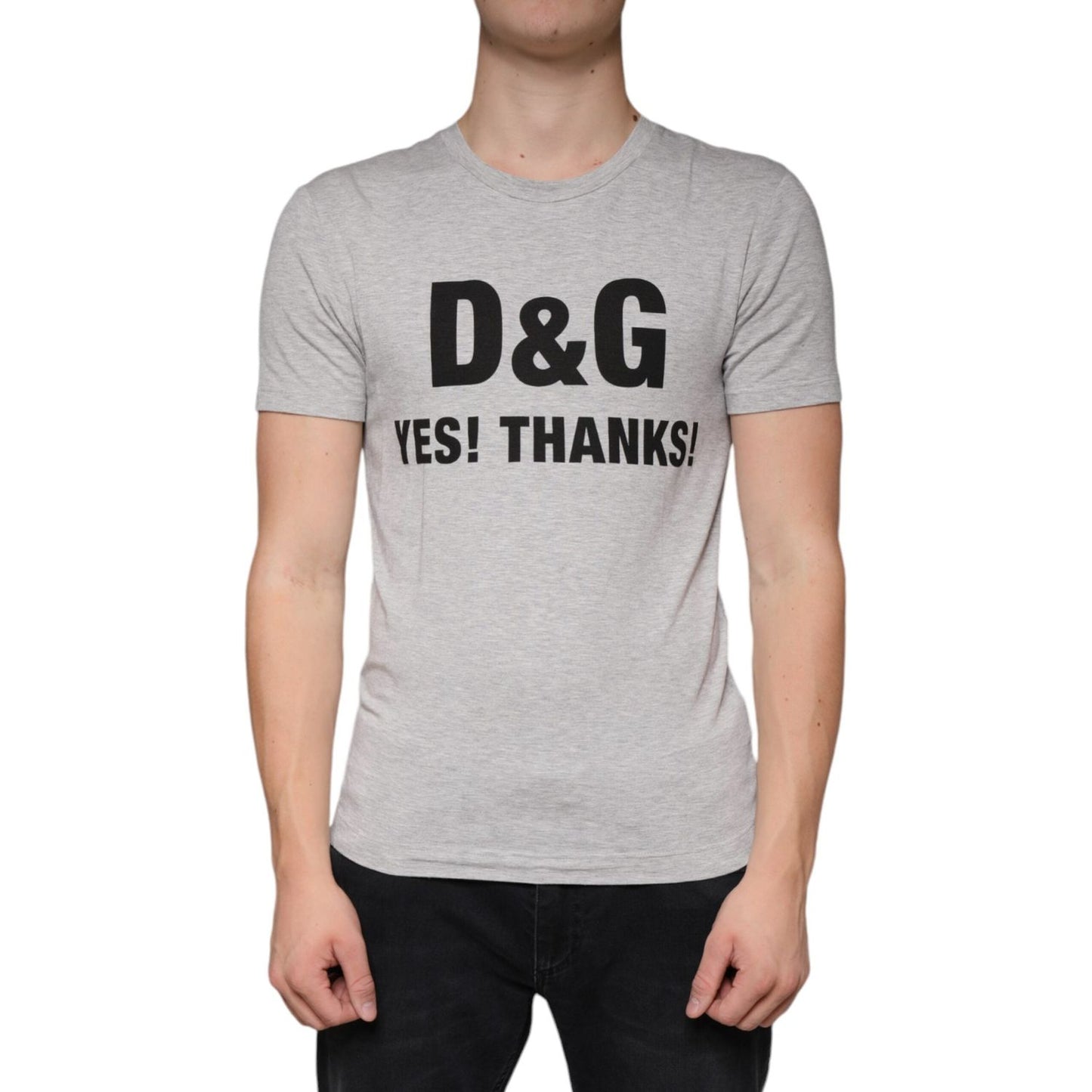 Dolce & Gabbana Gray Logo Print Crewneck Short Sleeve T-shirt