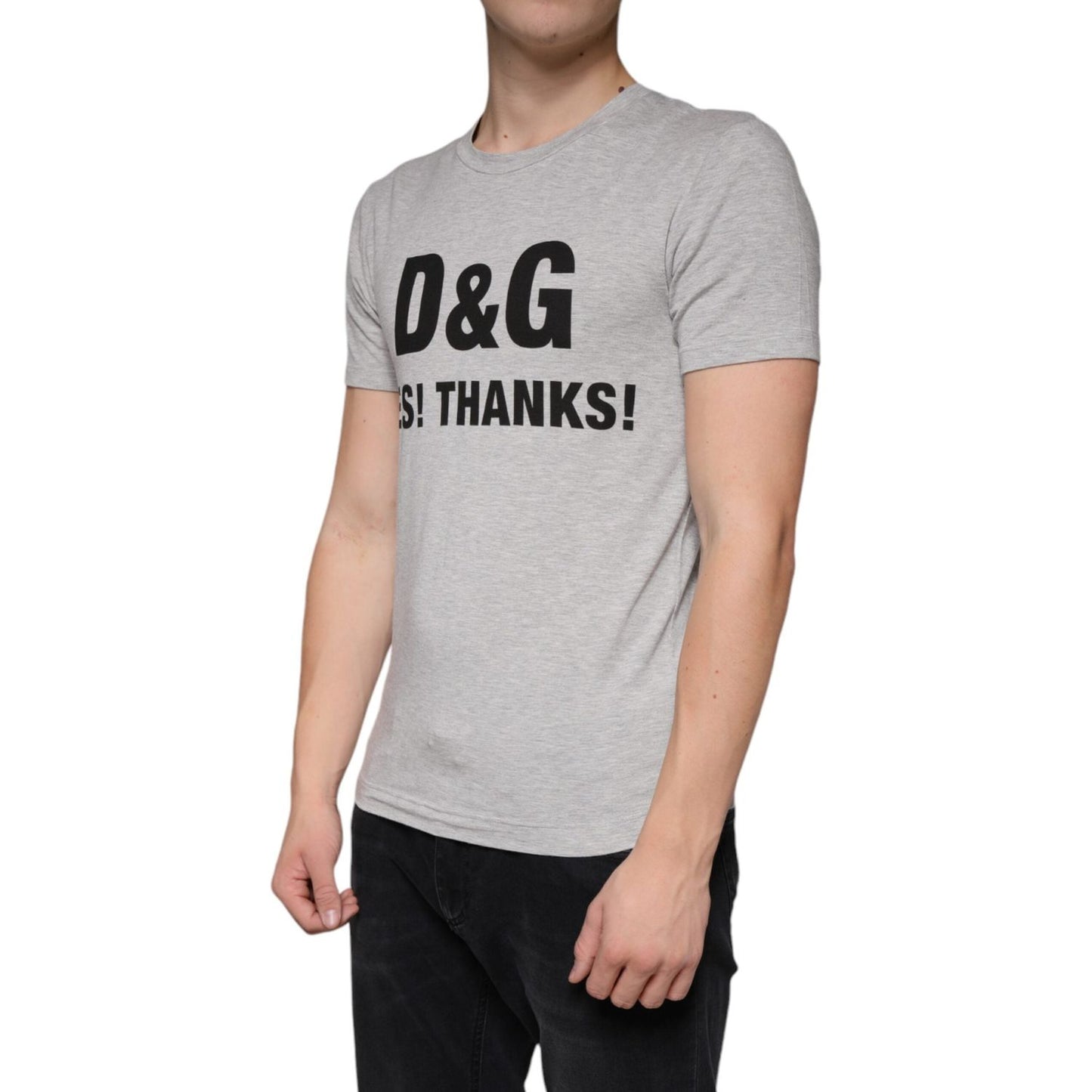 Dolce & Gabbana Gray Logo Print Crewneck Short Sleeve T-shirt