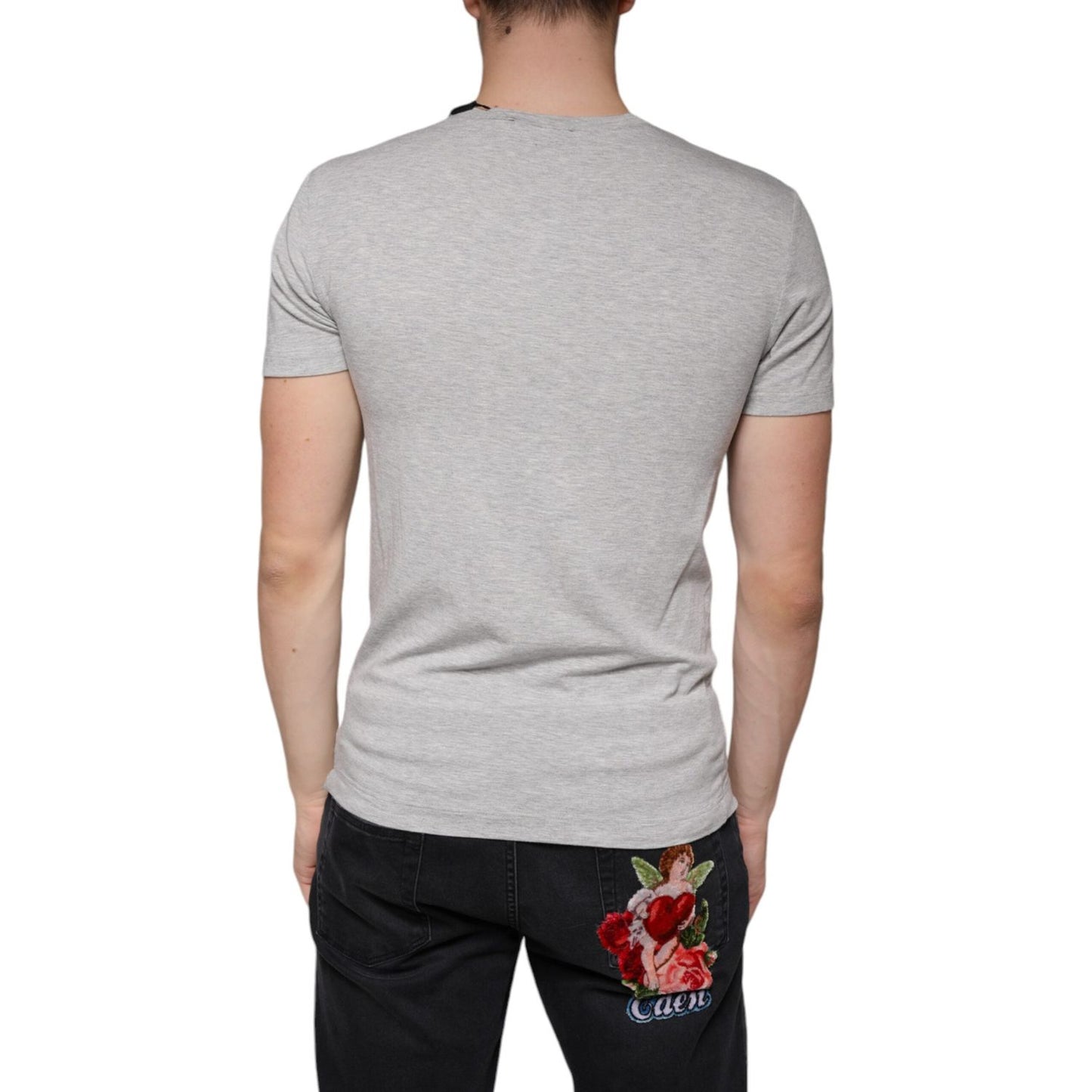 Dolce & Gabbana Gray Logo Print Crewneck Short Sleeve T-shirt