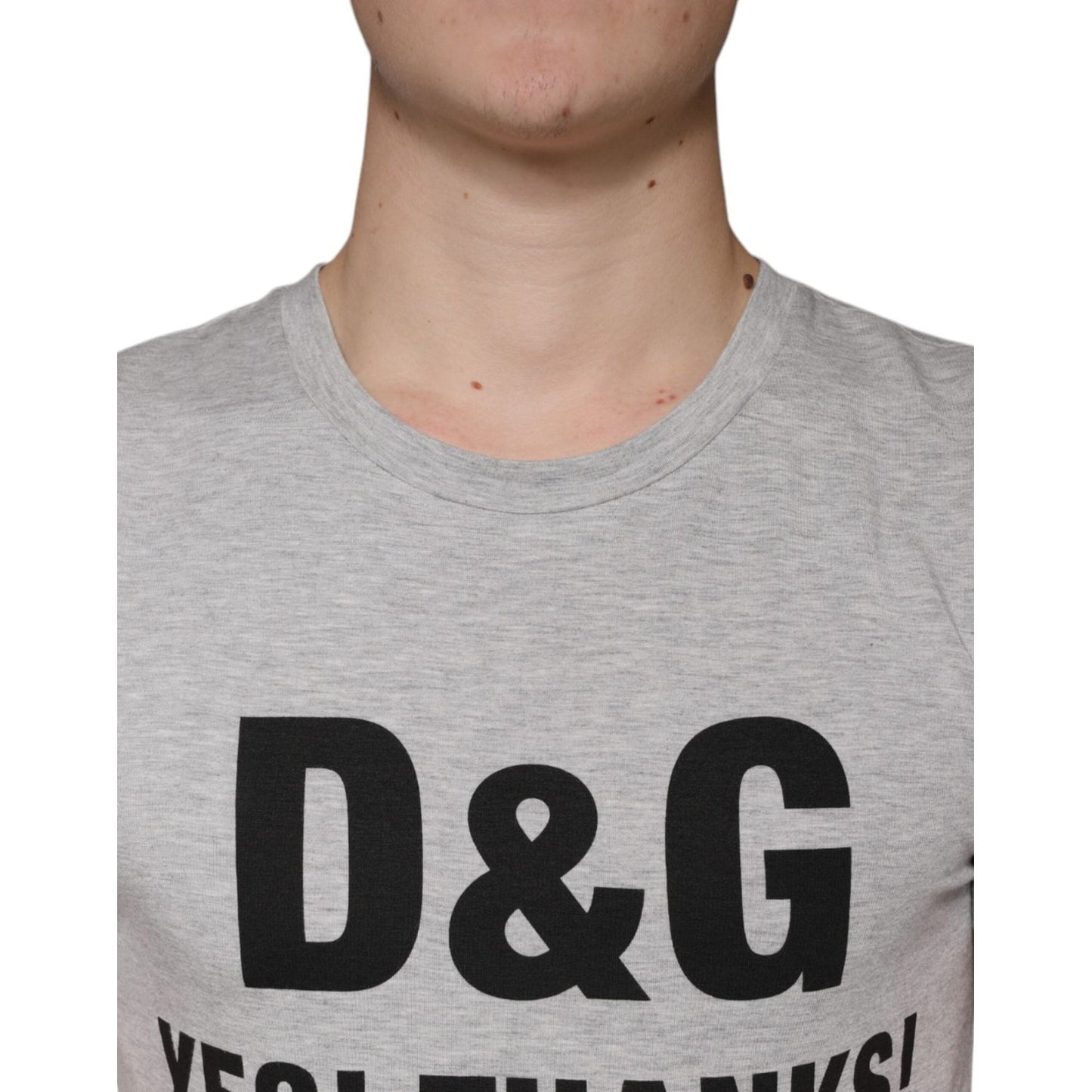 Dolce & Gabbana Gray Logo Print Crewneck Short Sleeve T-shirt