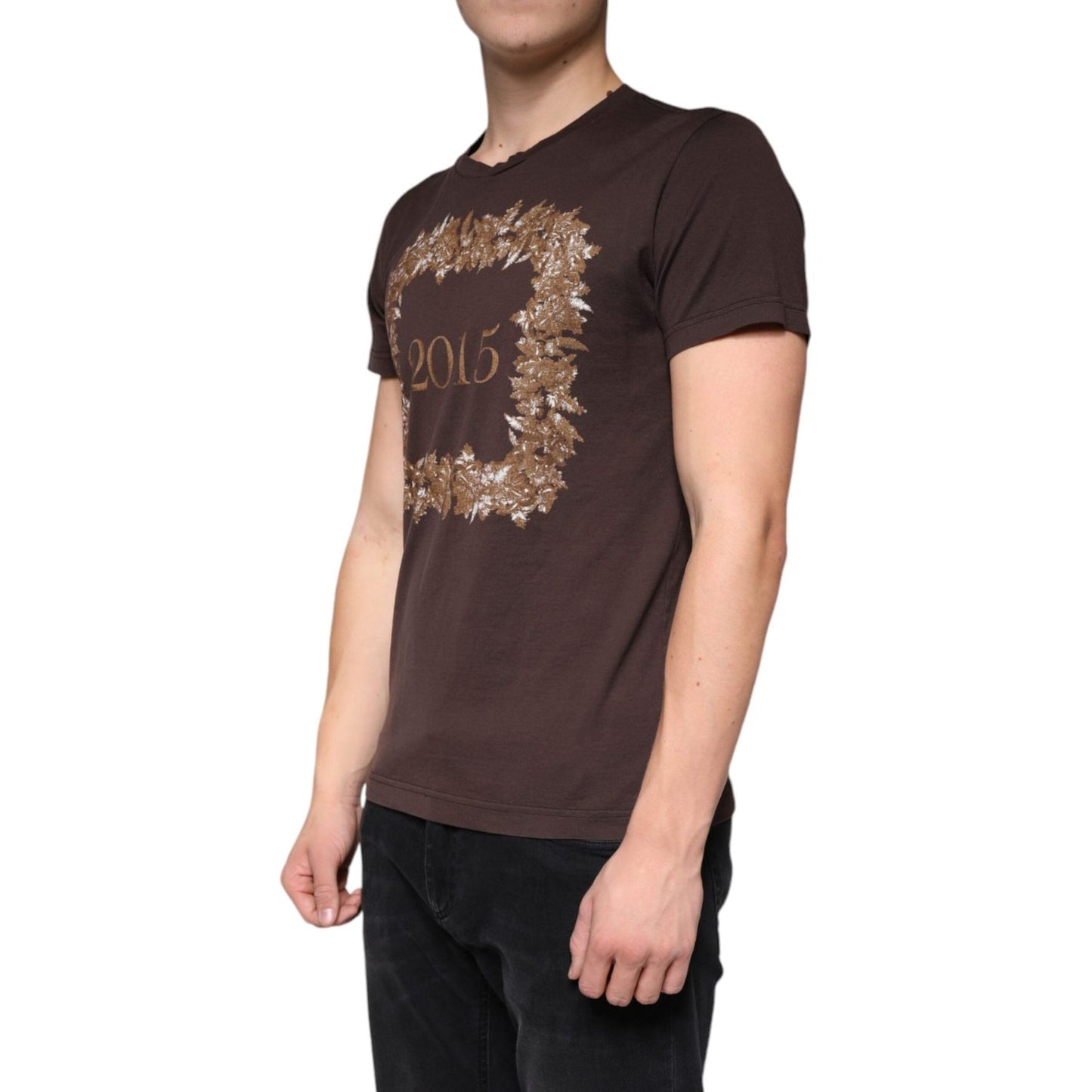 Dolce & Gabbana Brown New Year 2015 Cotton Crew Neck T-shirt