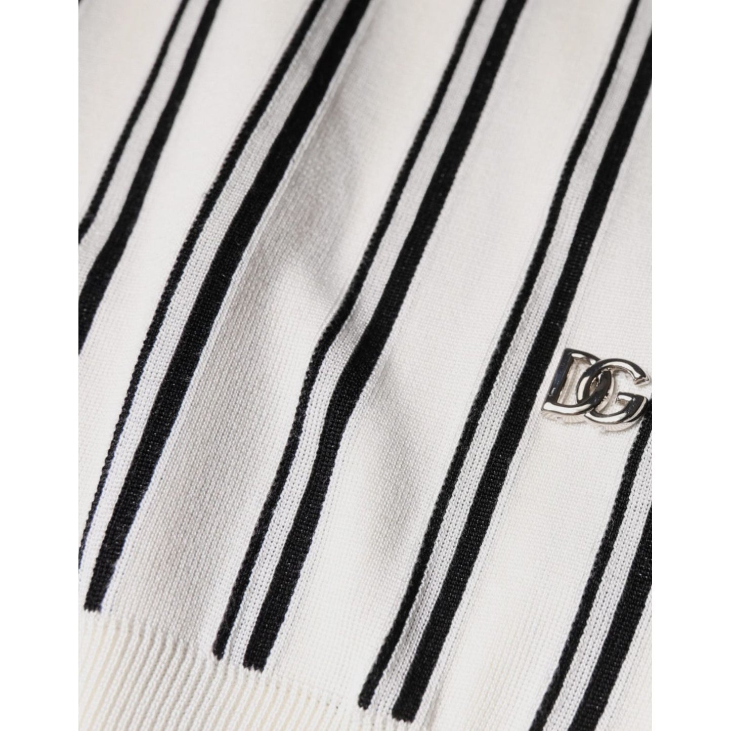 Dolce & Gabbana White Black Stripe Polo Short Sleeve T-shirt