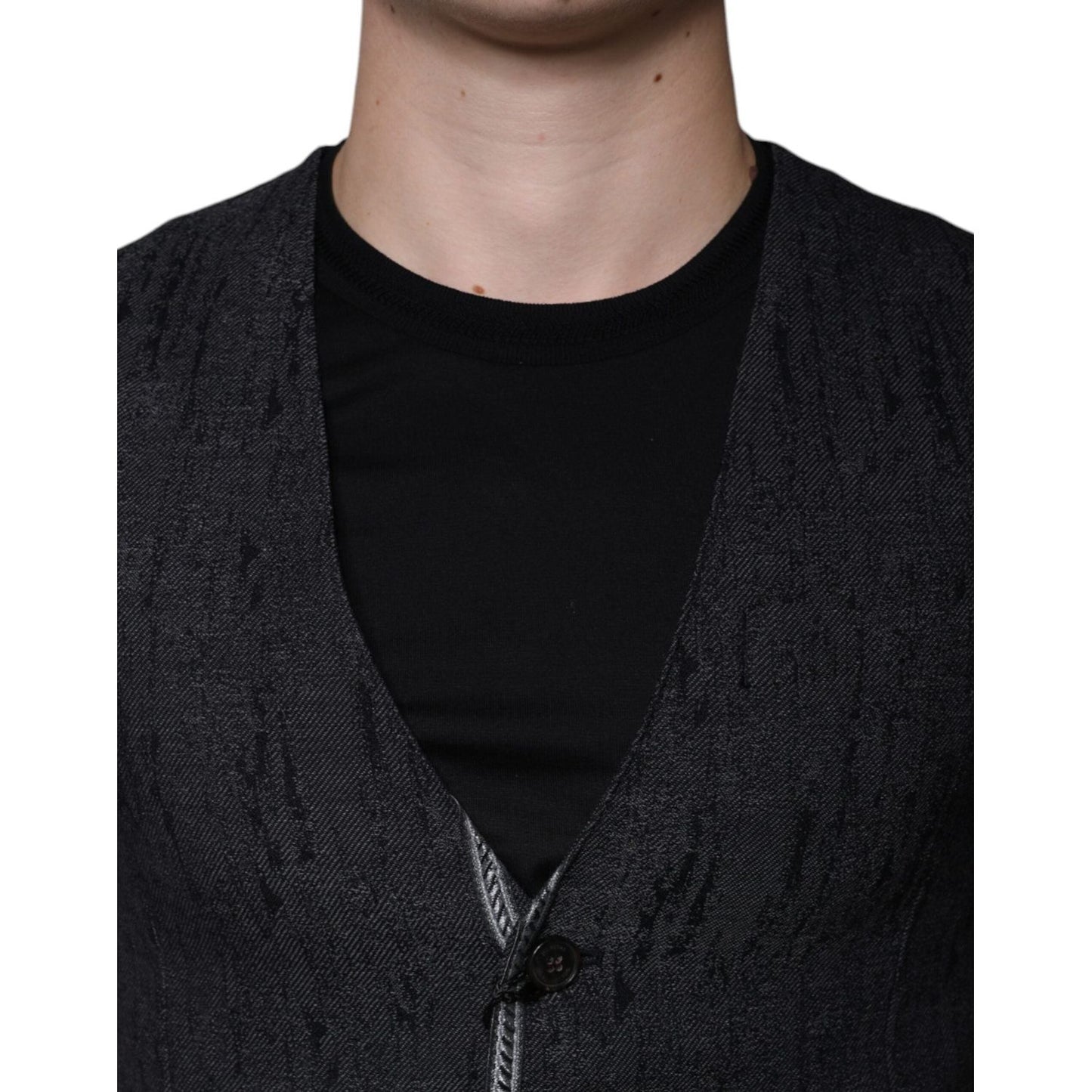 Dolce & Gabbana Black Wool Sleeveless Dress Waistcoat Vest