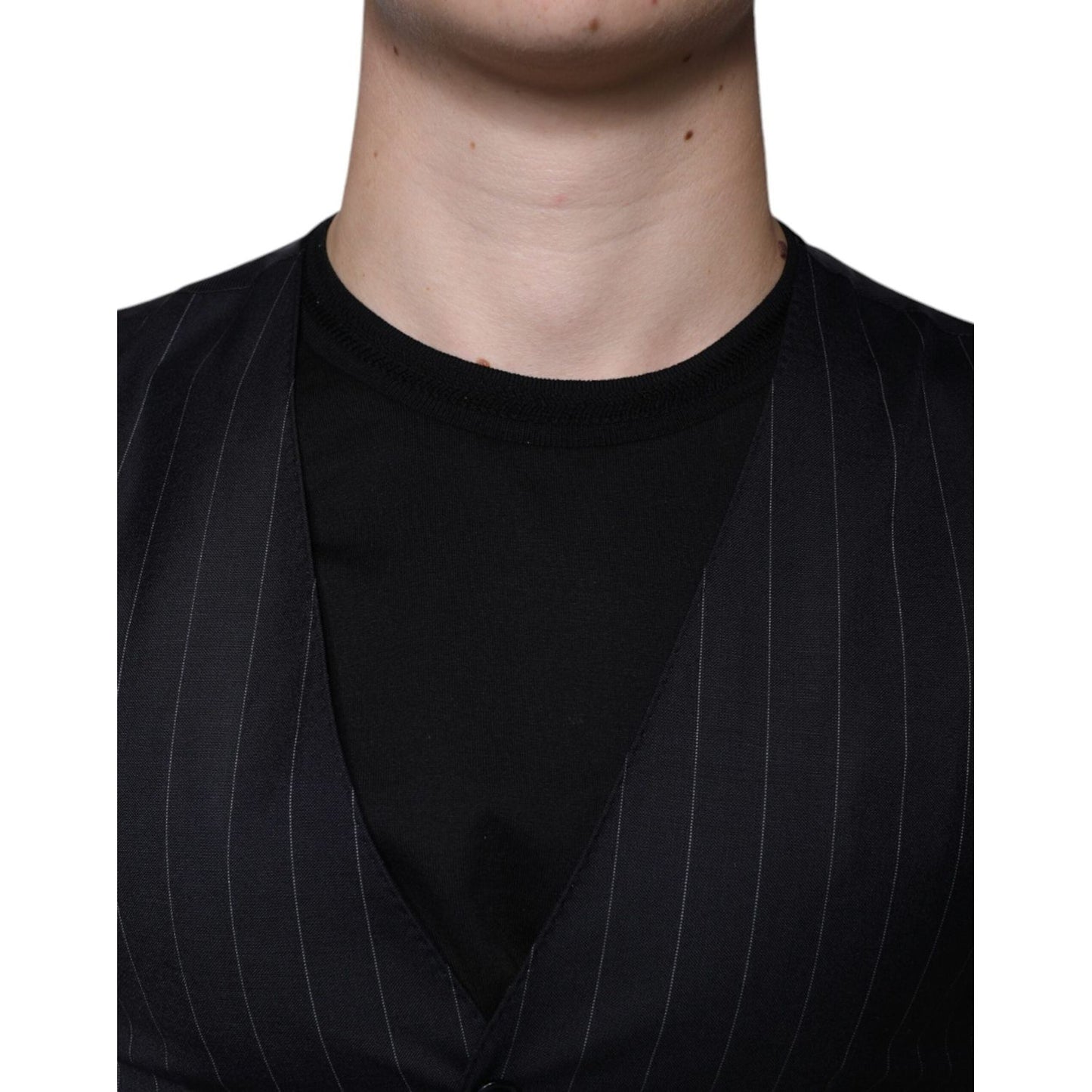 Dolce & Gabbana Black Leather Waistcoat Dress Formal Vest