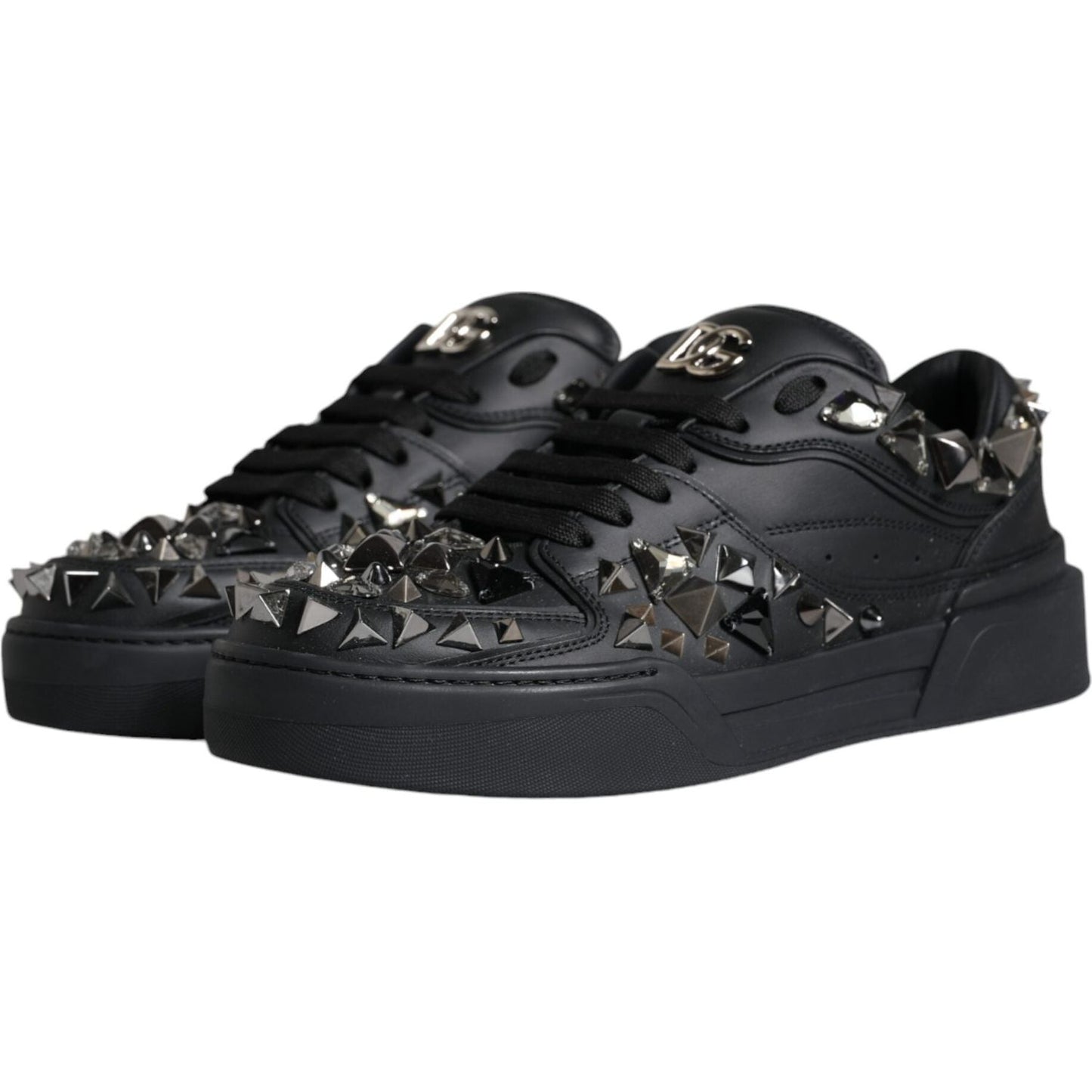 Dolce & Gabbana Black Studded Low Top Men Sneakers Shoes